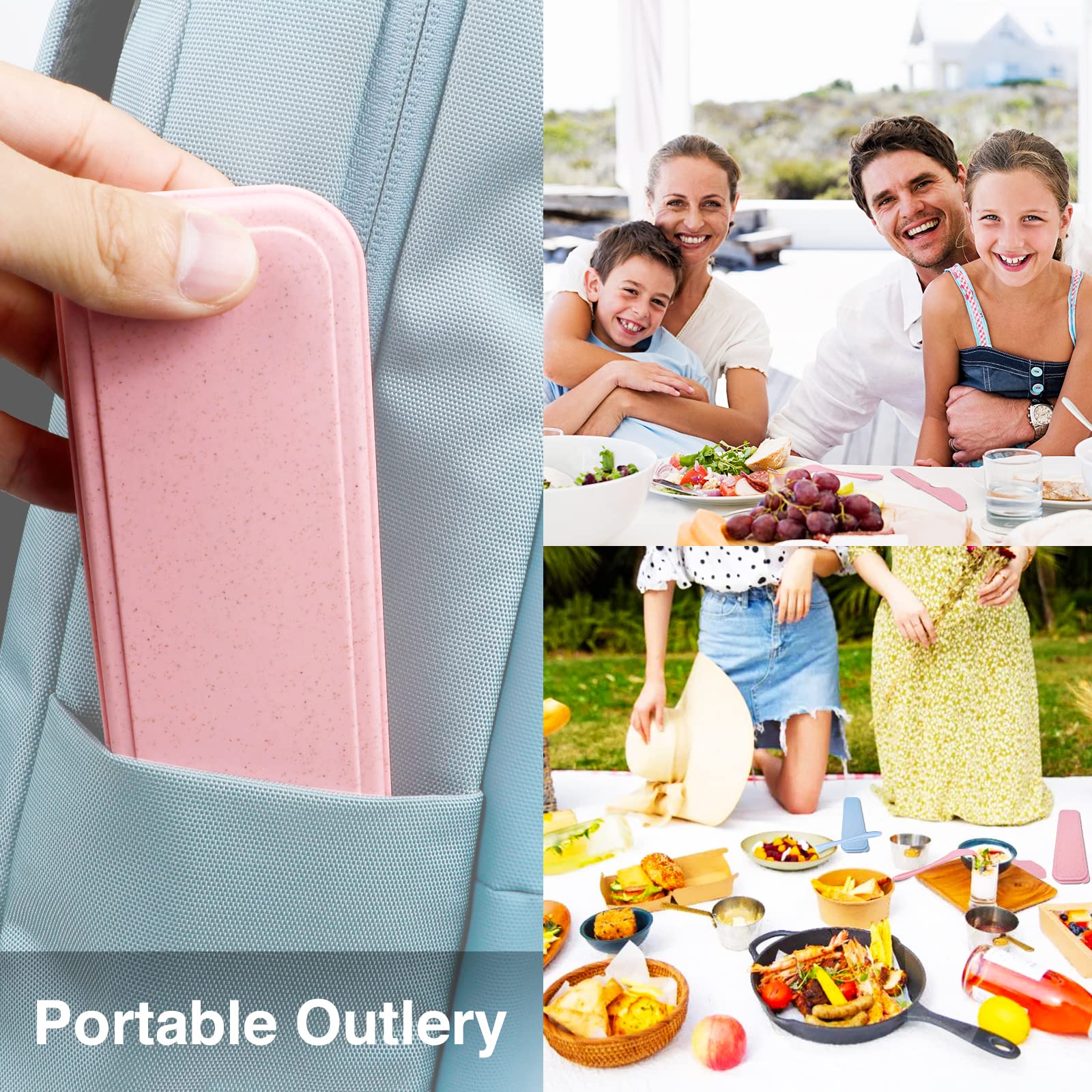 Reusable Wheat Straw Travel Utensil Set with Carrying Case