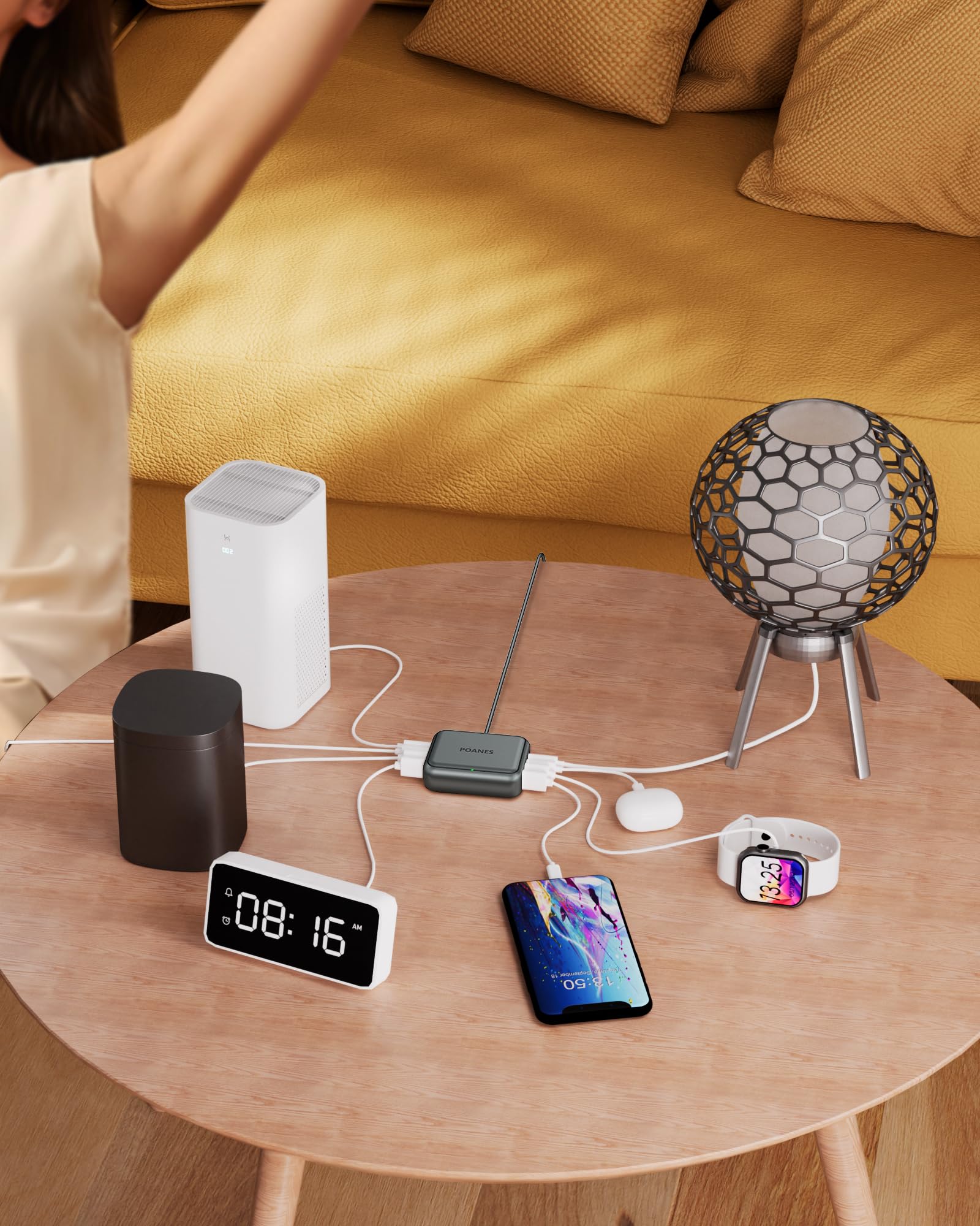POANES 8-Port USB-C and USB-A Travel Charging Station