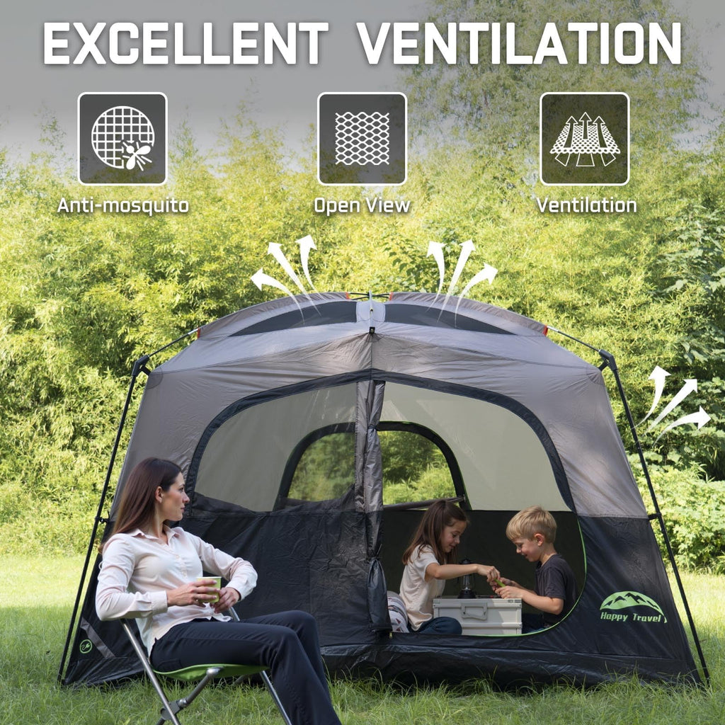 Happy Travel 6-Person Waterproof Cabin Tent with Rainfly