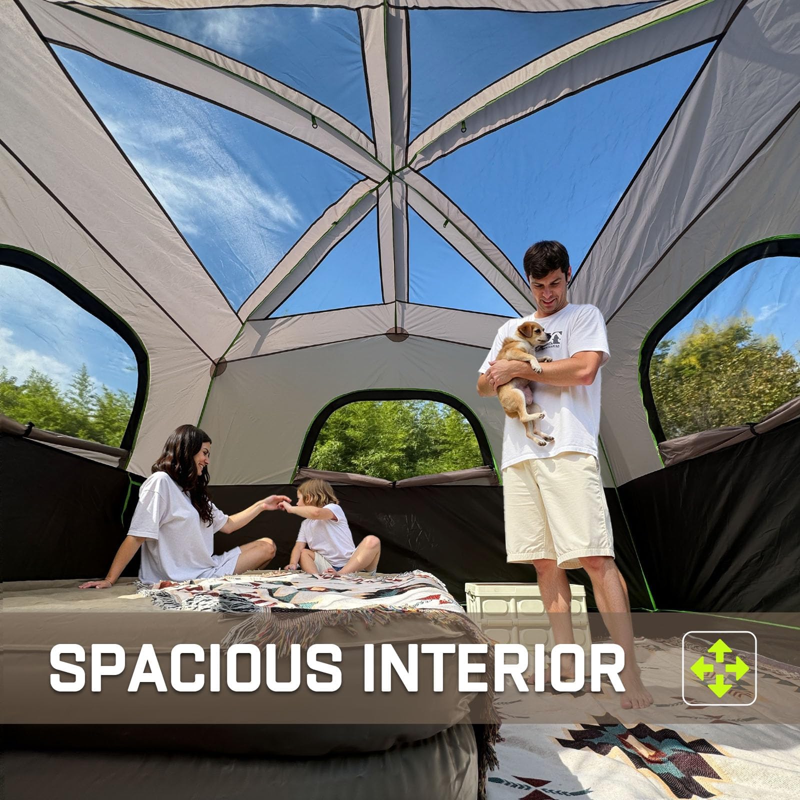 Happy Travel 6-Person Waterproof Cabin Tent with Rainfly