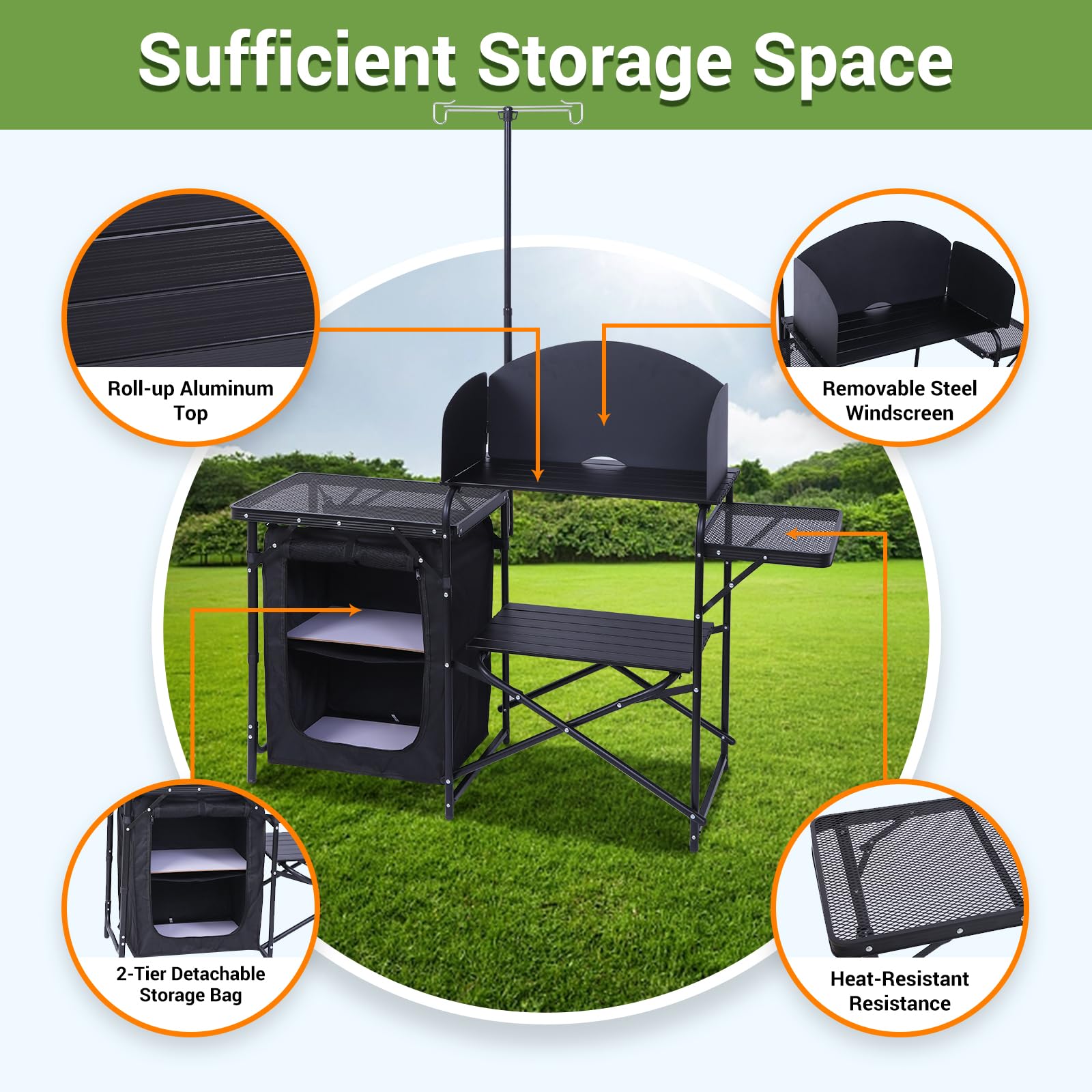 Nice C Folding Camping Kitchen Station with Carry Bag