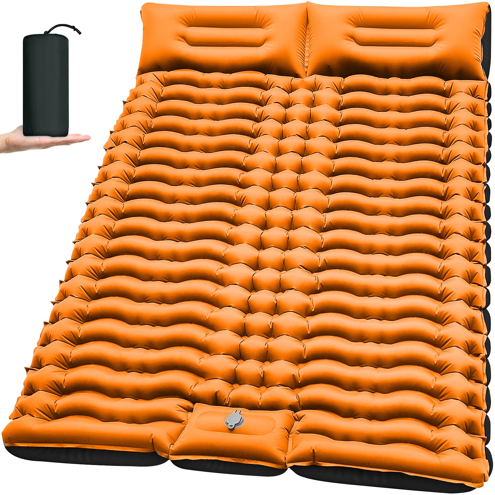 Yuzonc 4-Inch Double Sleeping Pad with Pillow and Foot Pump