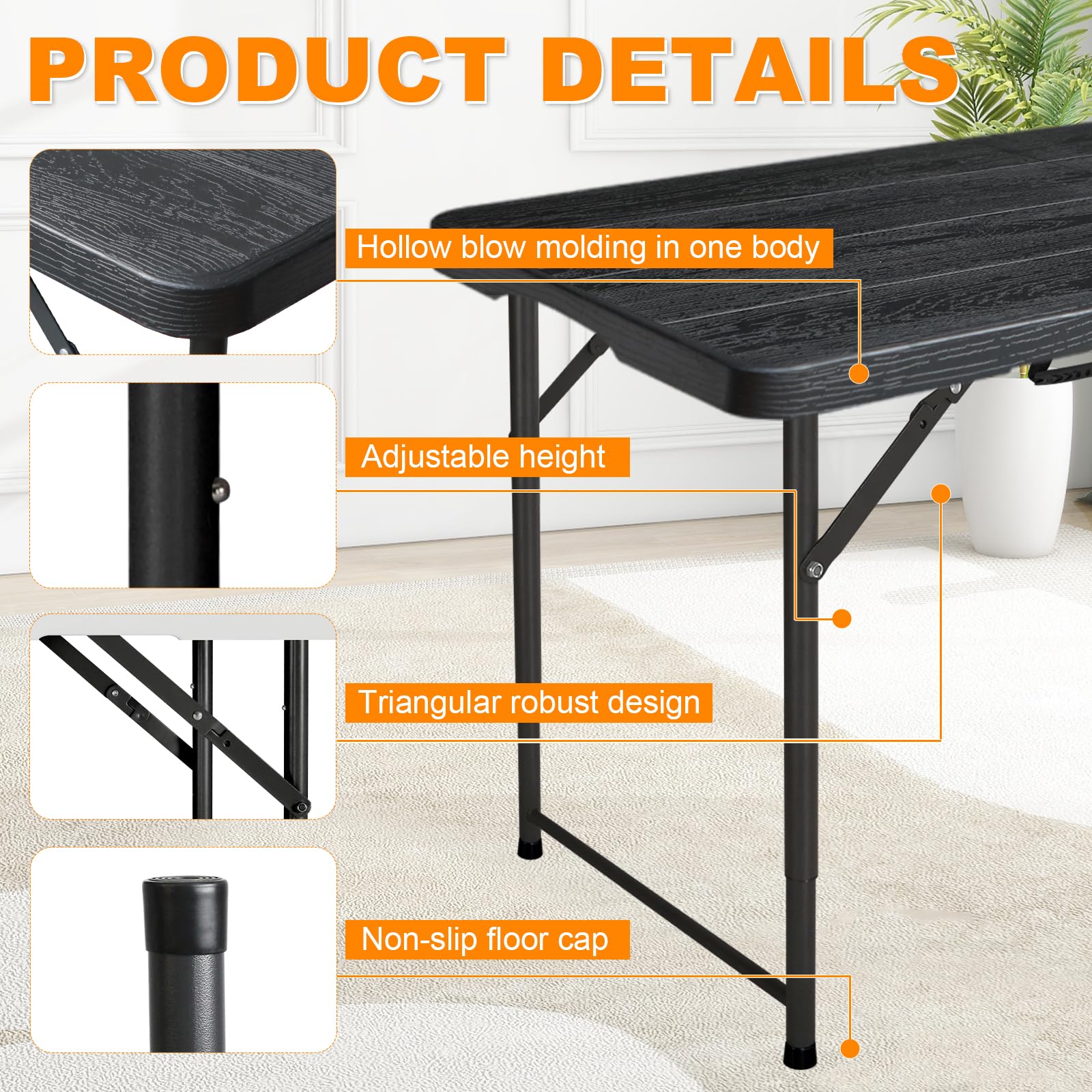FROASISPRO 4-Foot Adjustable Folding Utility Table