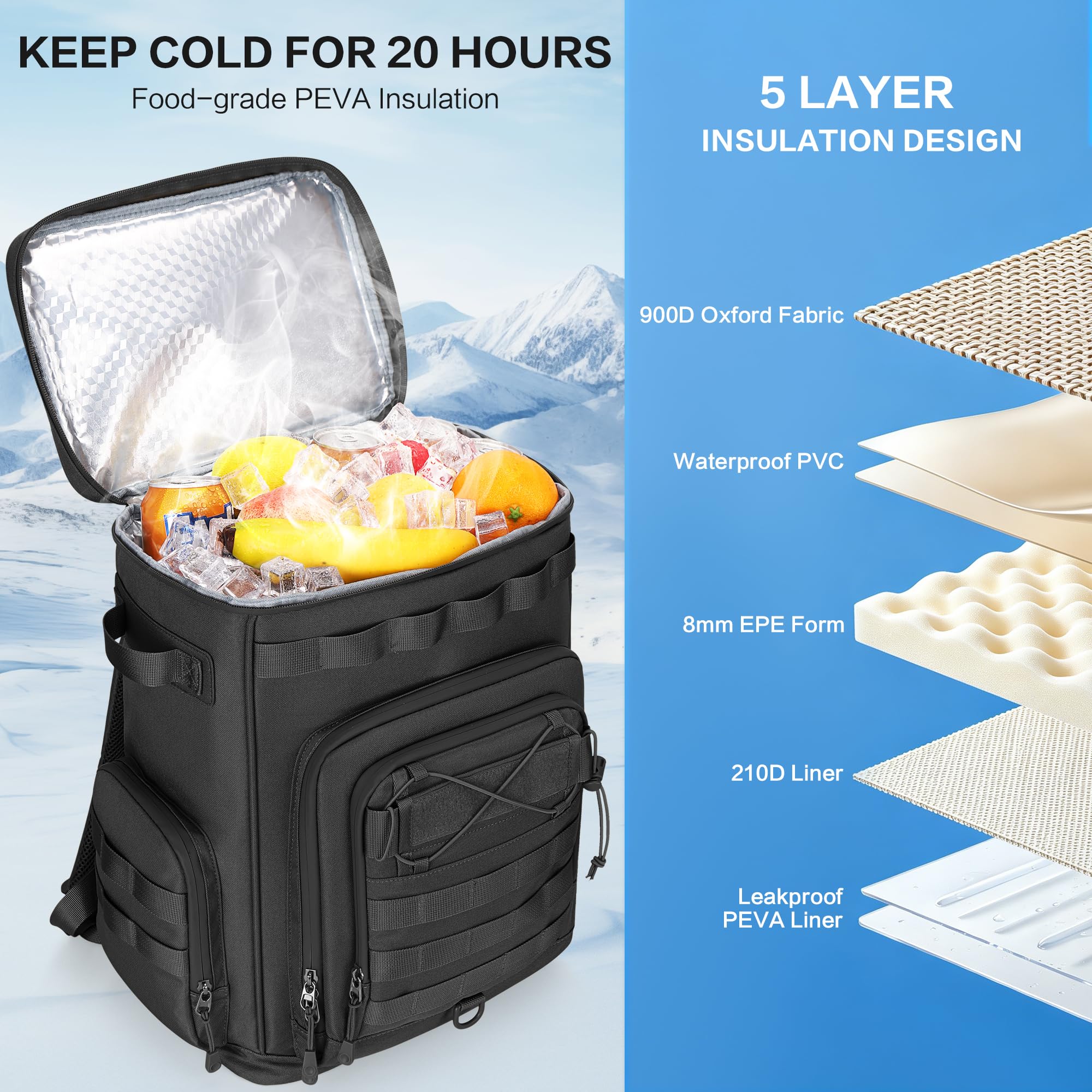 Hafmall 48-Can Leakproof Tactical Backpack Cooler