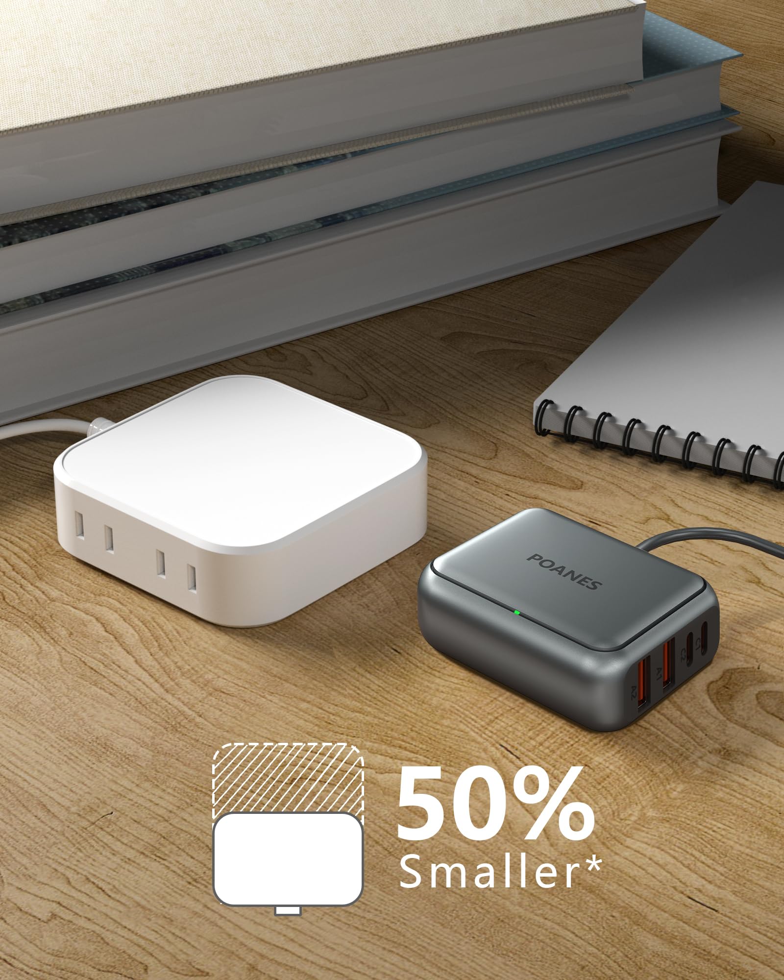 POANES 8-Port USB-C and USB-A Travel Charging Station