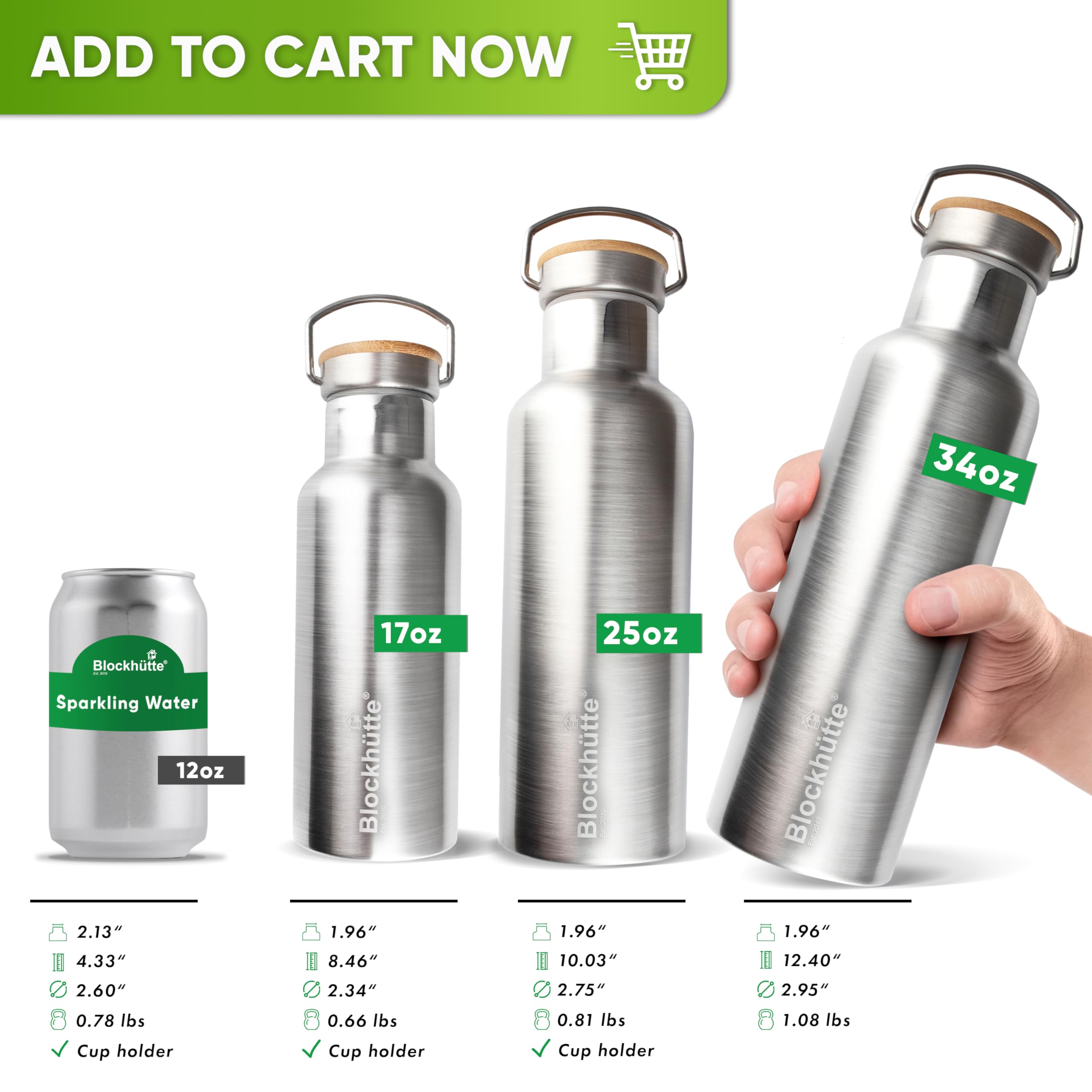 Blockhütte Vacuum-Insulated Stainless Steel Water Bottle