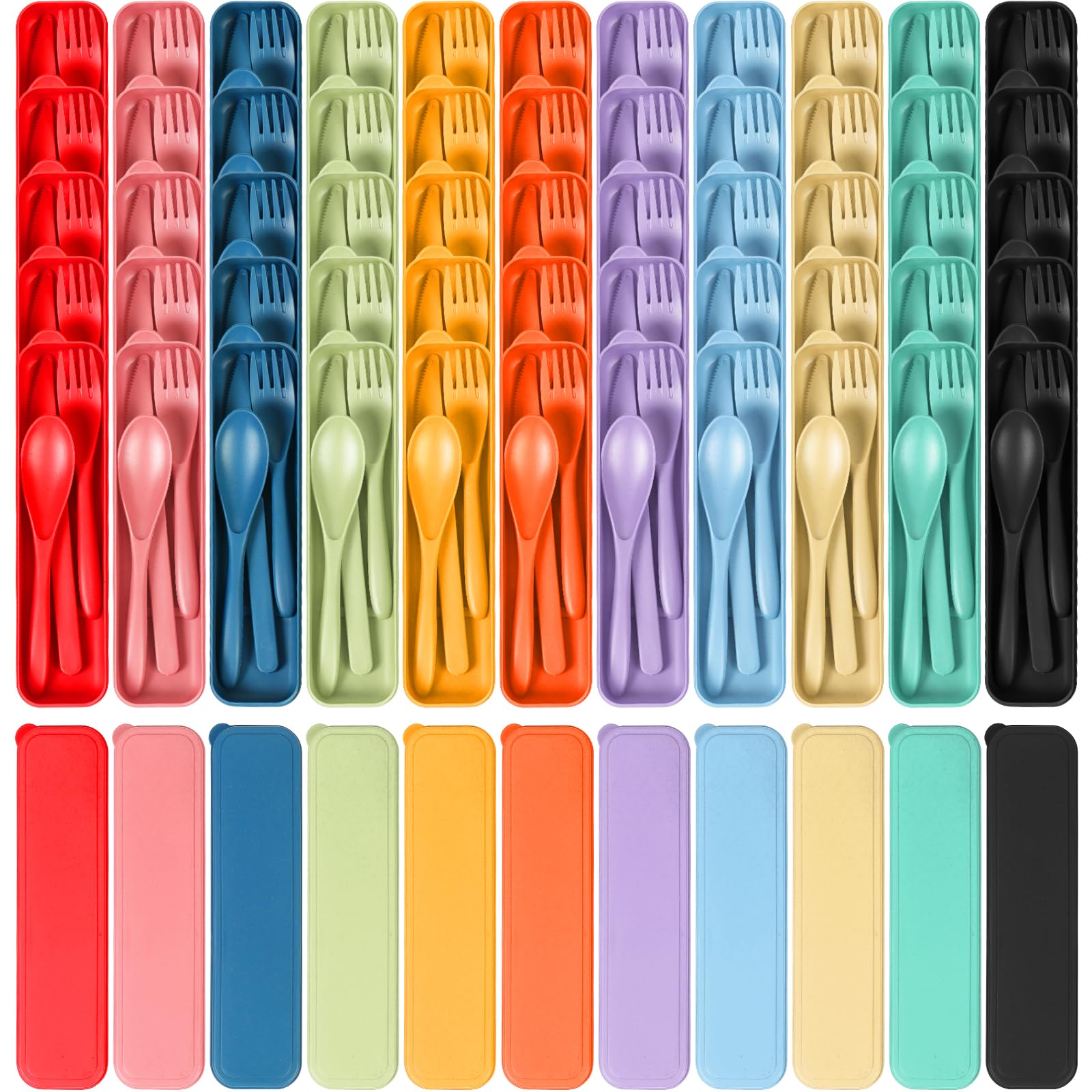 Reusable Wheat Straw Travel Utensil Set with Carrying Case