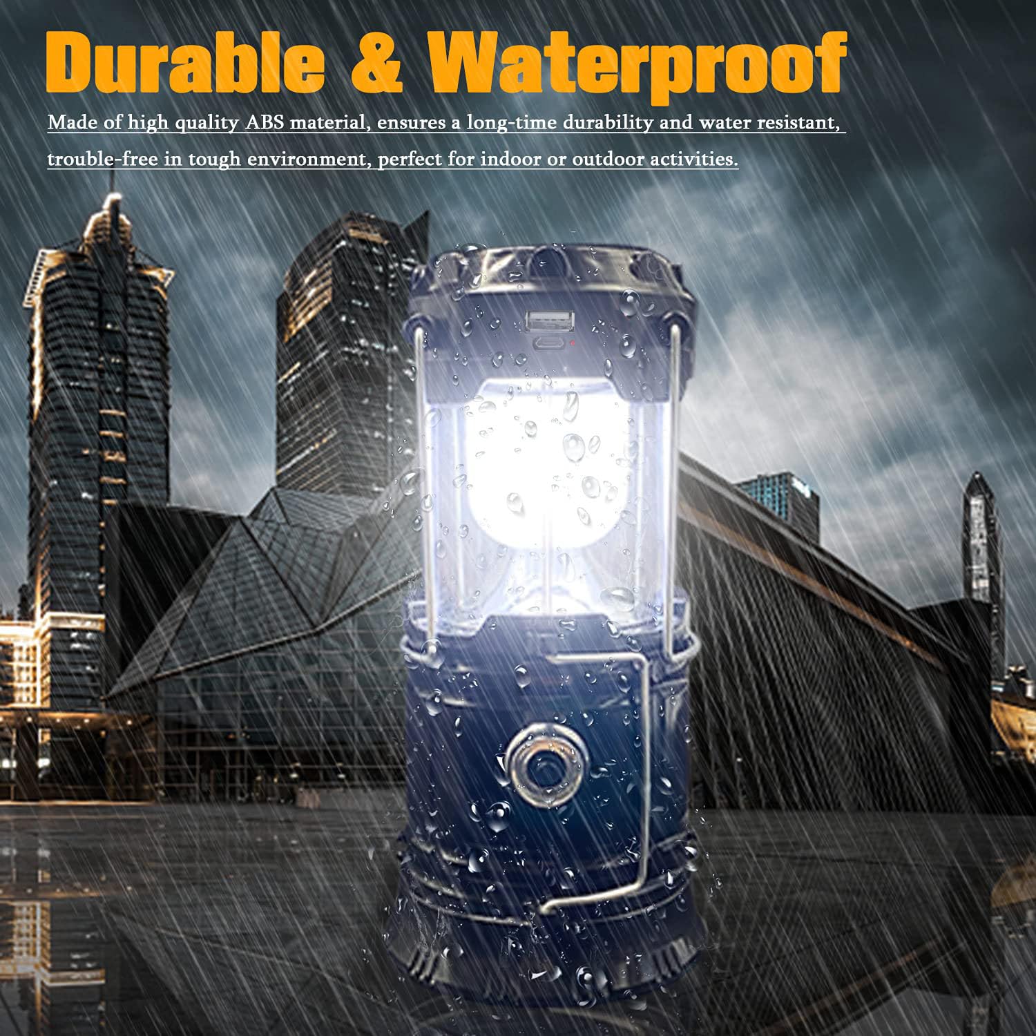 XTAUTO Collapsible Solar USB Rechargeable Camping Lantern
