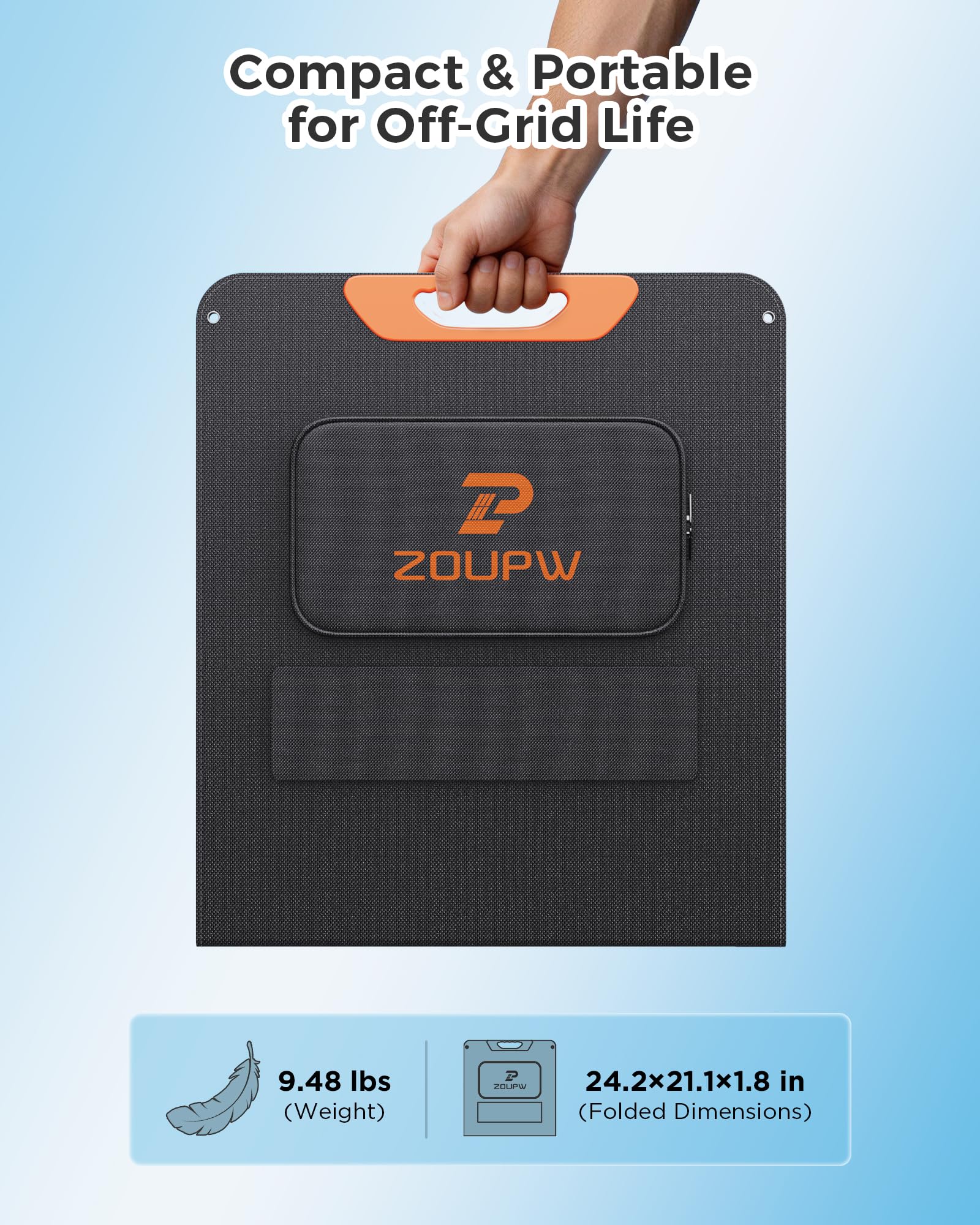 ZOUPW Portable Solar Panel for Camping and Travel