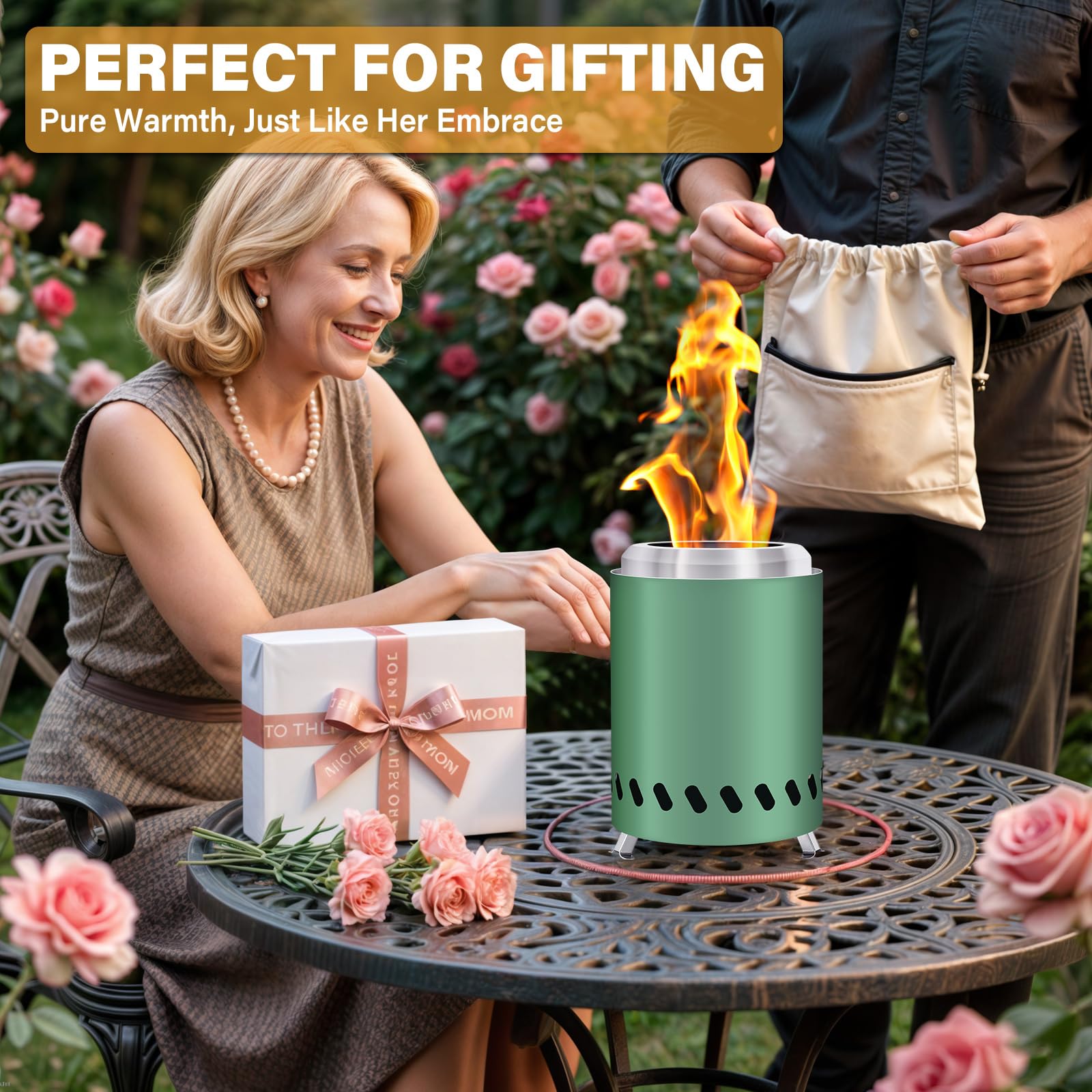 HGD Portable Mini Smokeless Tabletop Fire Pit with Travel Bag