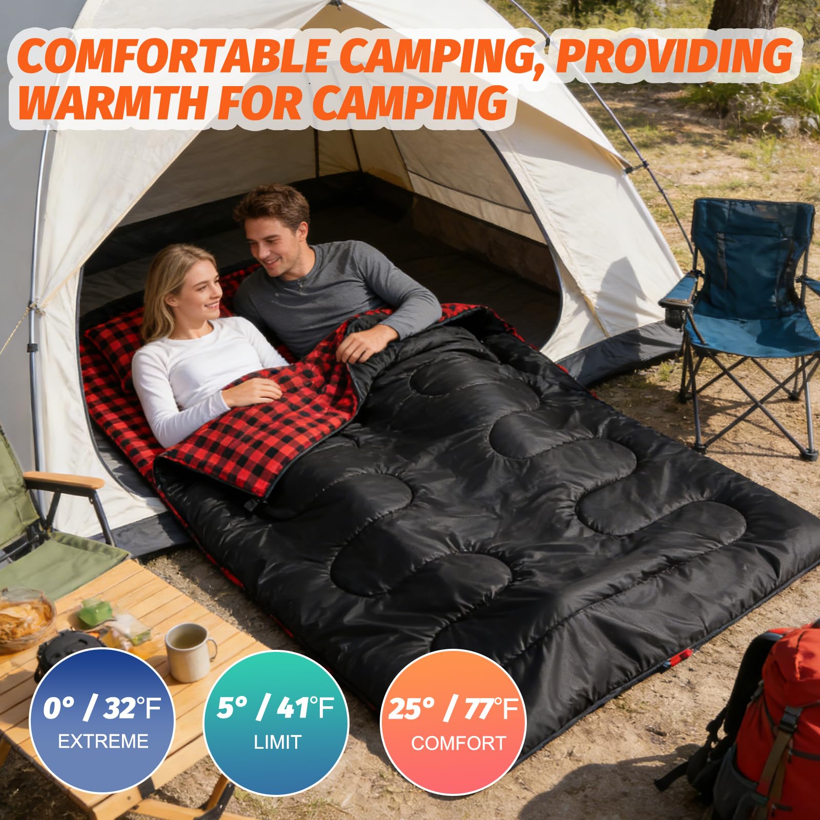 Swtmerry XL Double Sleeping Bag with Two Pillows
