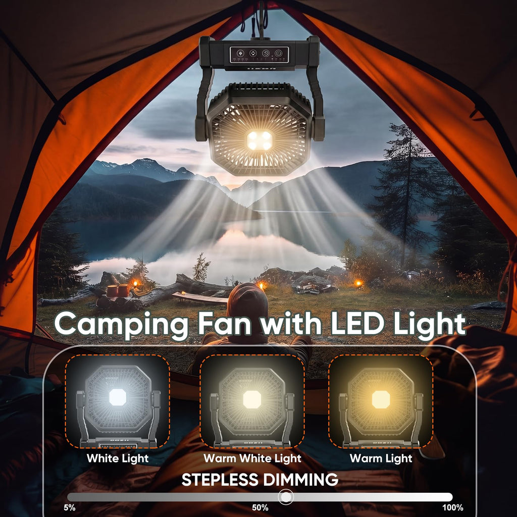 COZII Battery-Powered Portable Camping Fan for Outdoor Use