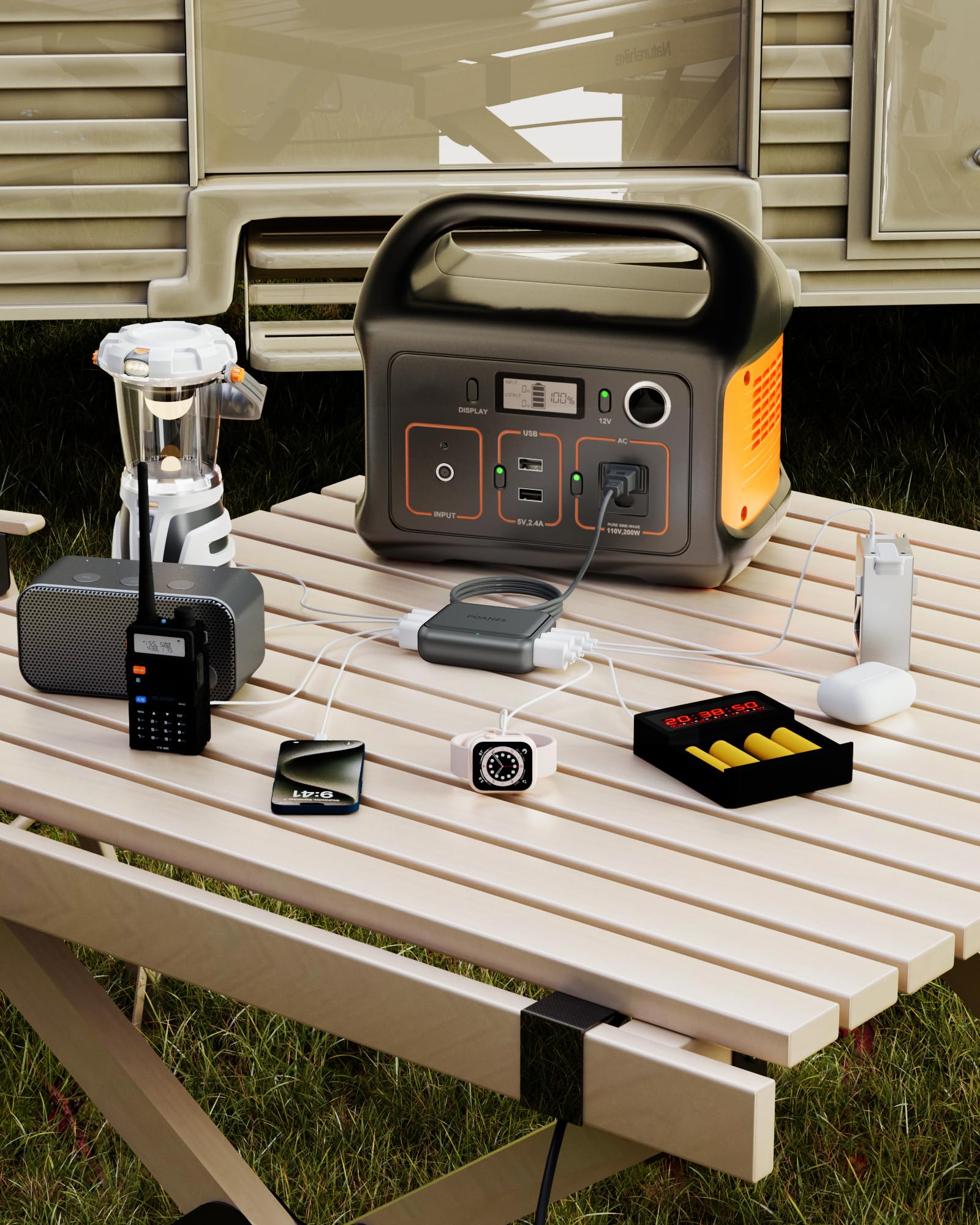 POANES 8-Port USB-C and USB-A Travel Charging Station