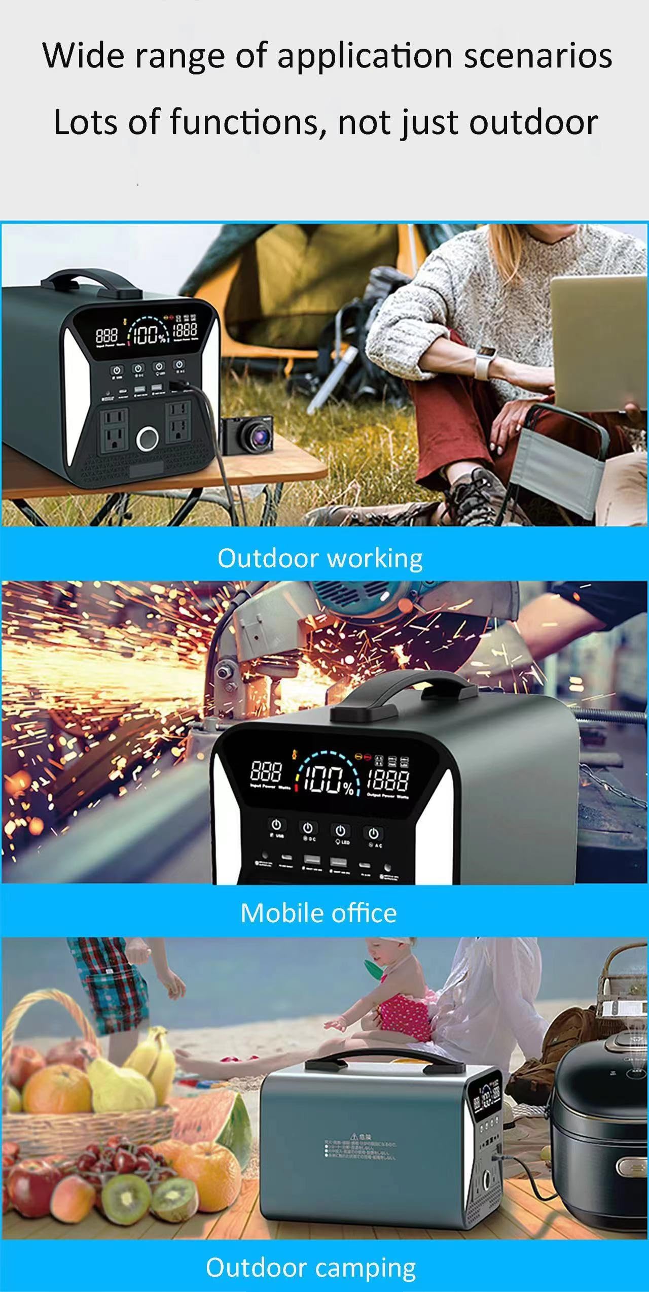 1000W 1024Wh Portable Power Station for Camping and Backup