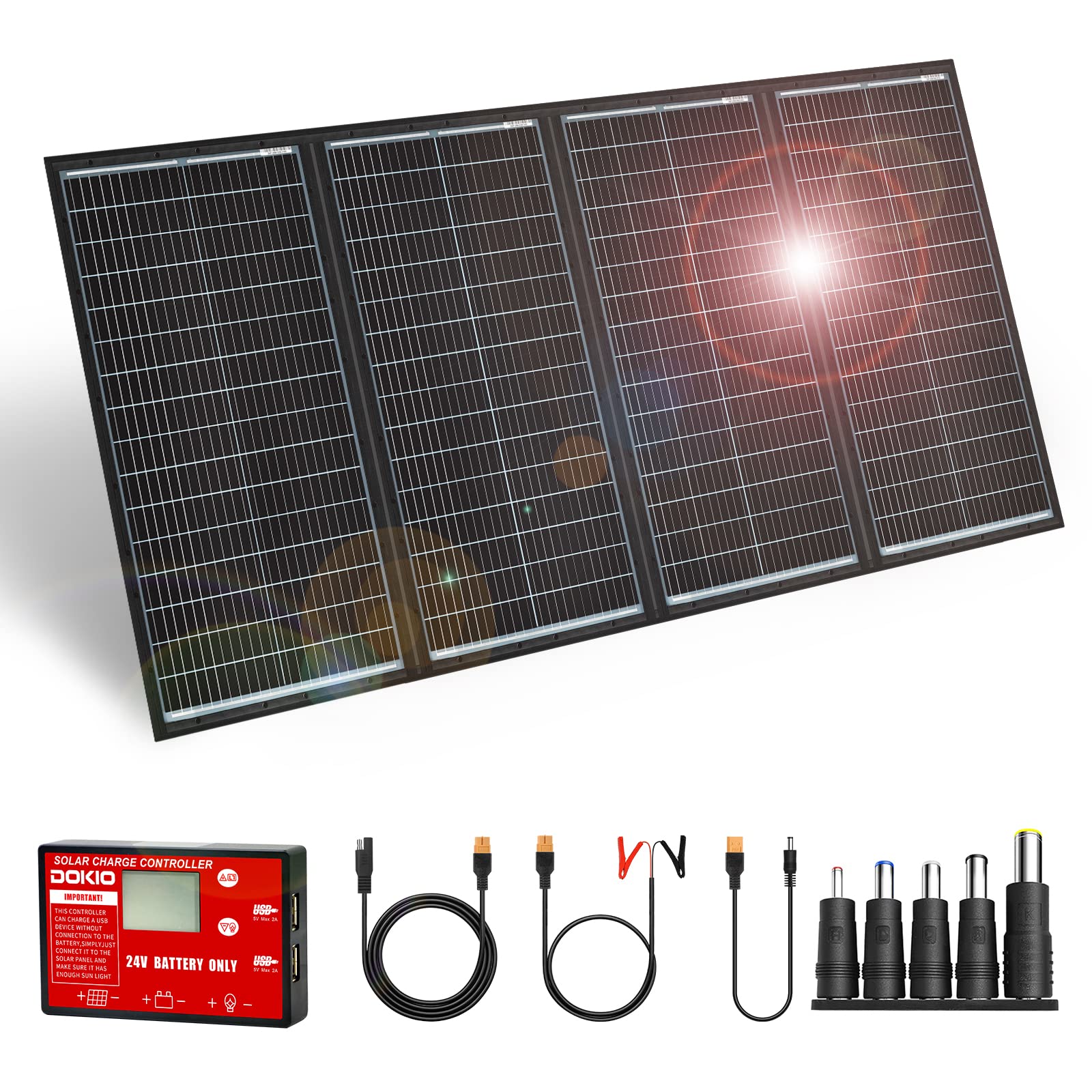 DOKIO Foldable Solar Panel Kit with USB Controller
