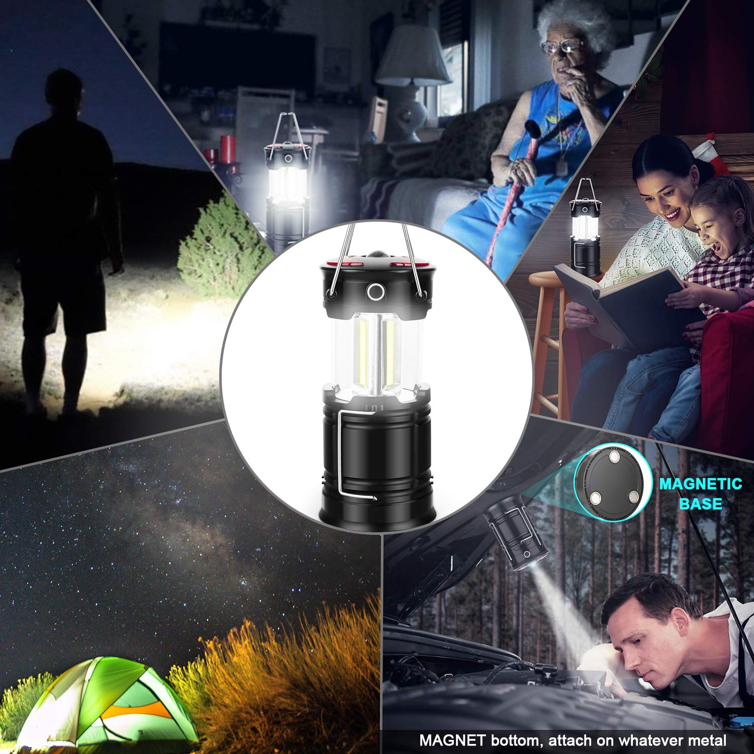 2-Pack Portable Camping Lanterns for Tents and Outdoors