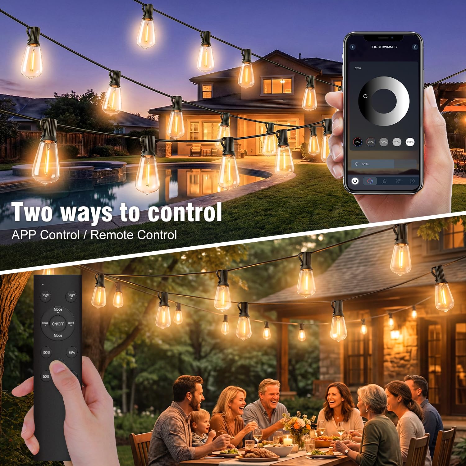 Skoiuc Smart Outdoor String Lights with App Control