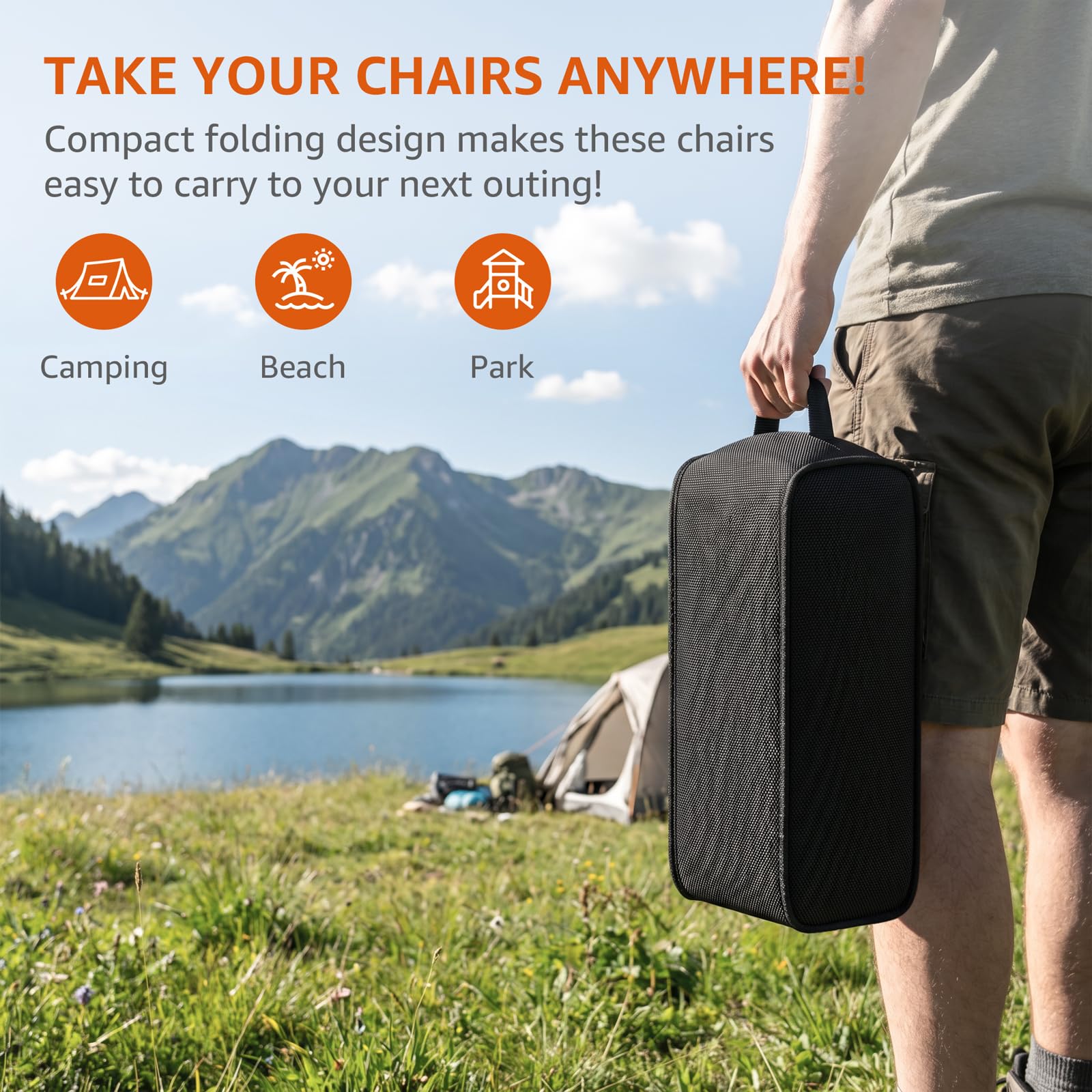 EVER ADVANCED Low-Profile Beach Chair with Cup Holder
