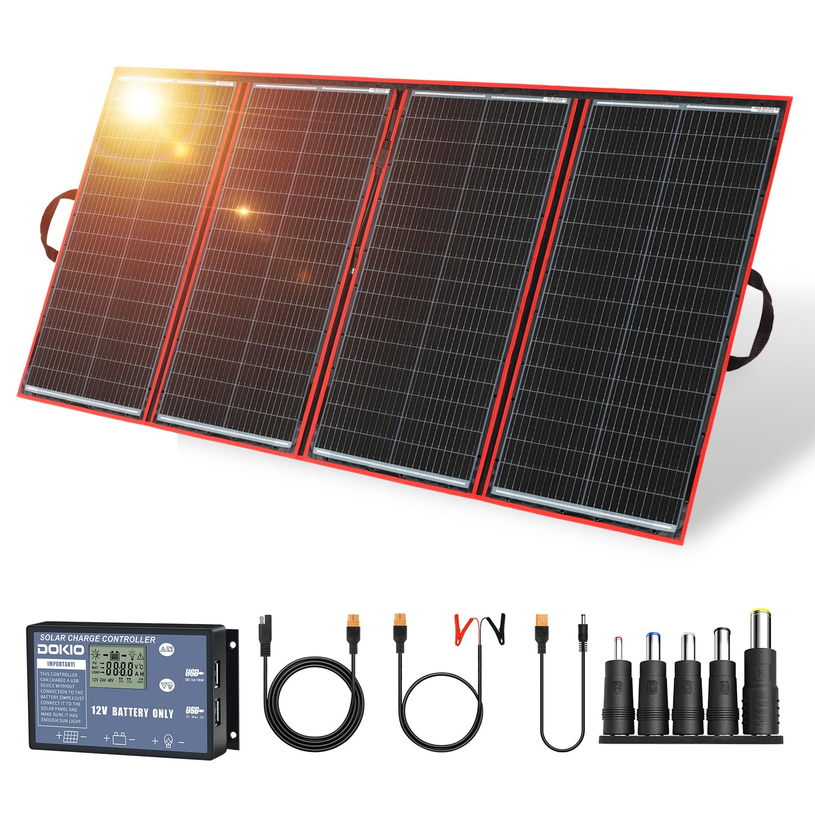 DOKIO Foldable Solar Panel Kit with USB Controller