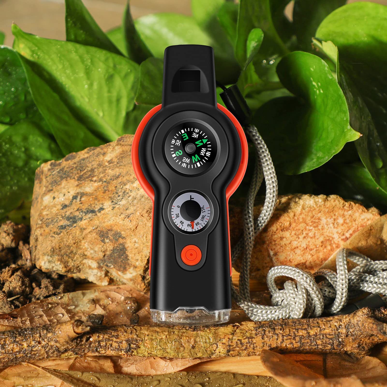 7-in-1 Emergency Survival Whistle with Lanyard