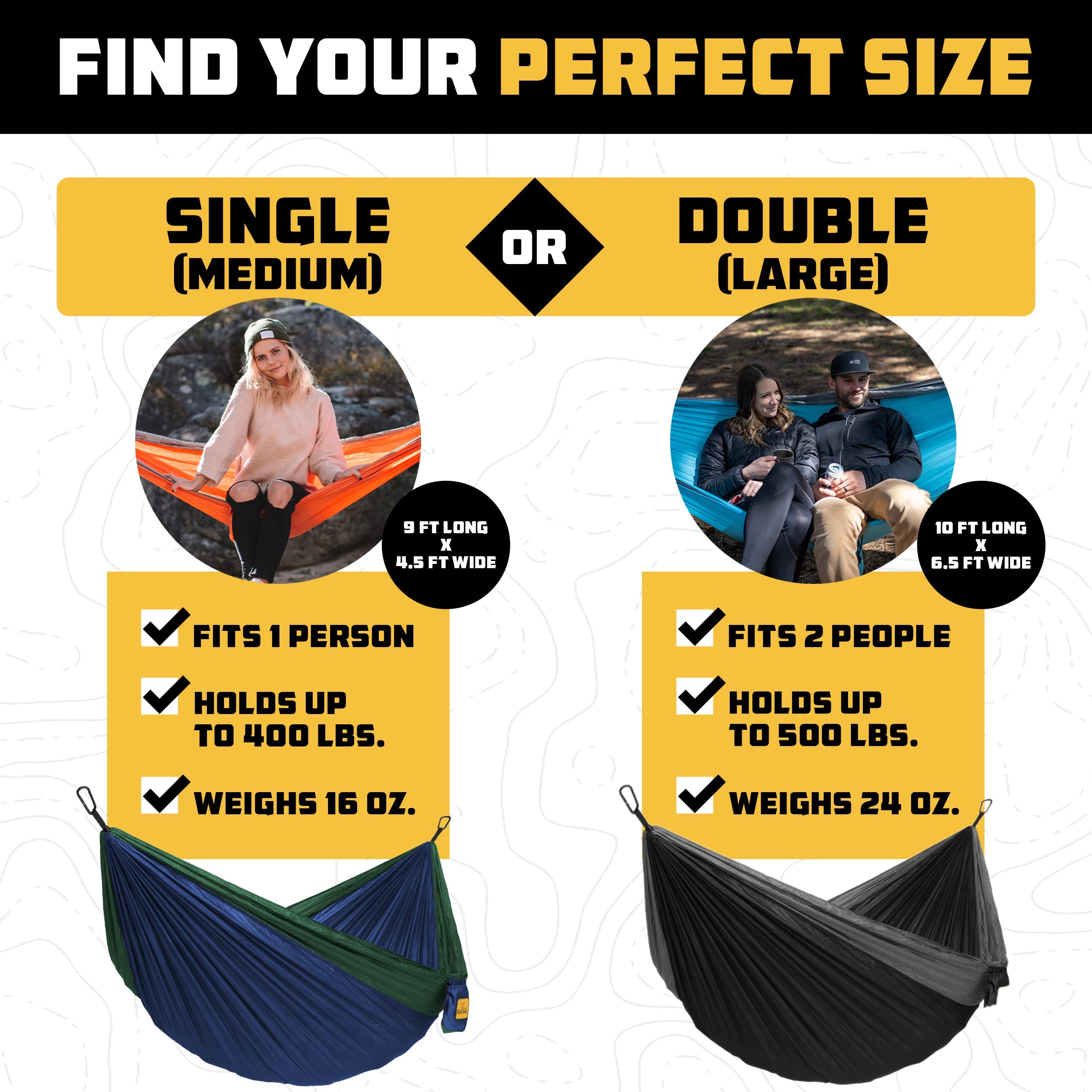 Wise Owl Outfitters Double Camping Hammock with Tree Straps