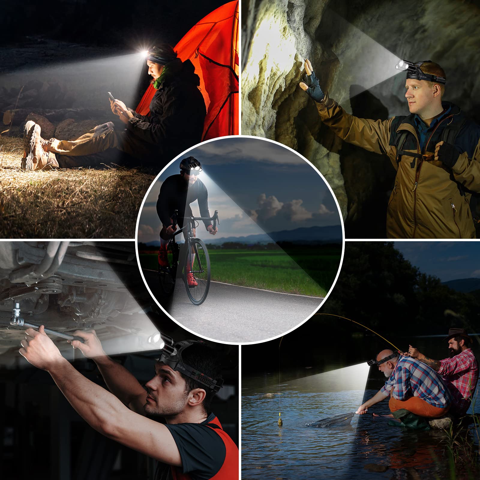 Blukar Rechargeable Ultra-Bright 3-Light LED Headlamp