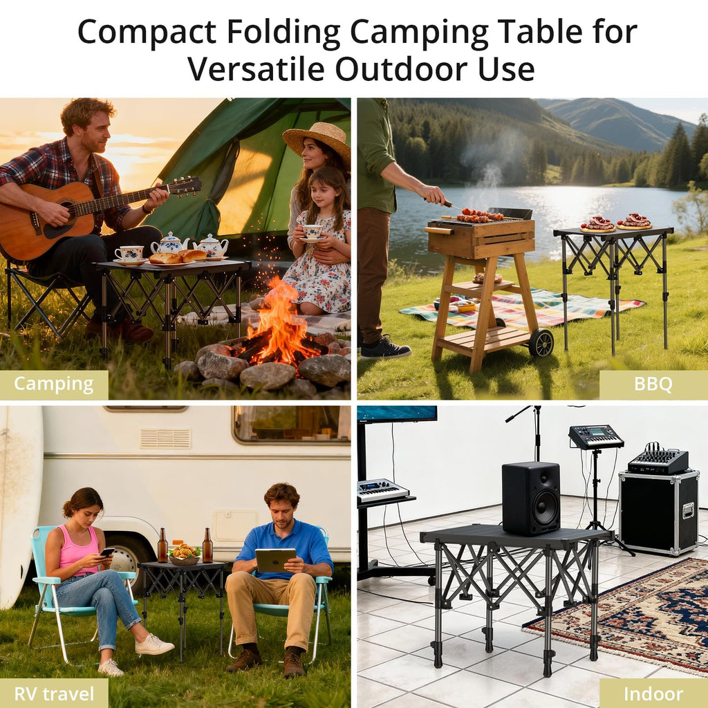 Anbte Adjustable Aluminum Roll-Top Camping Table with Bag