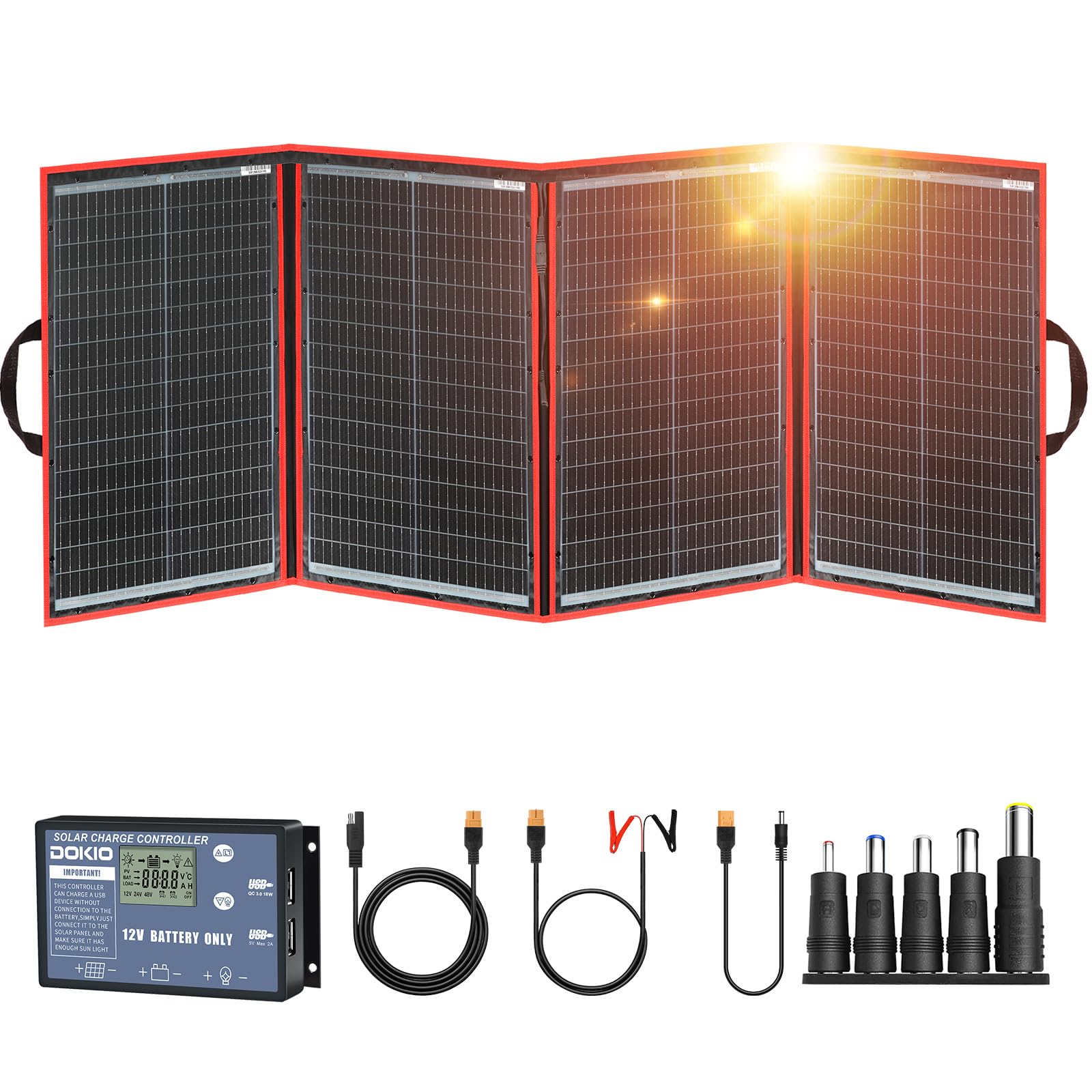 DOKIO Foldable Solar Panel Kit with USB Controller