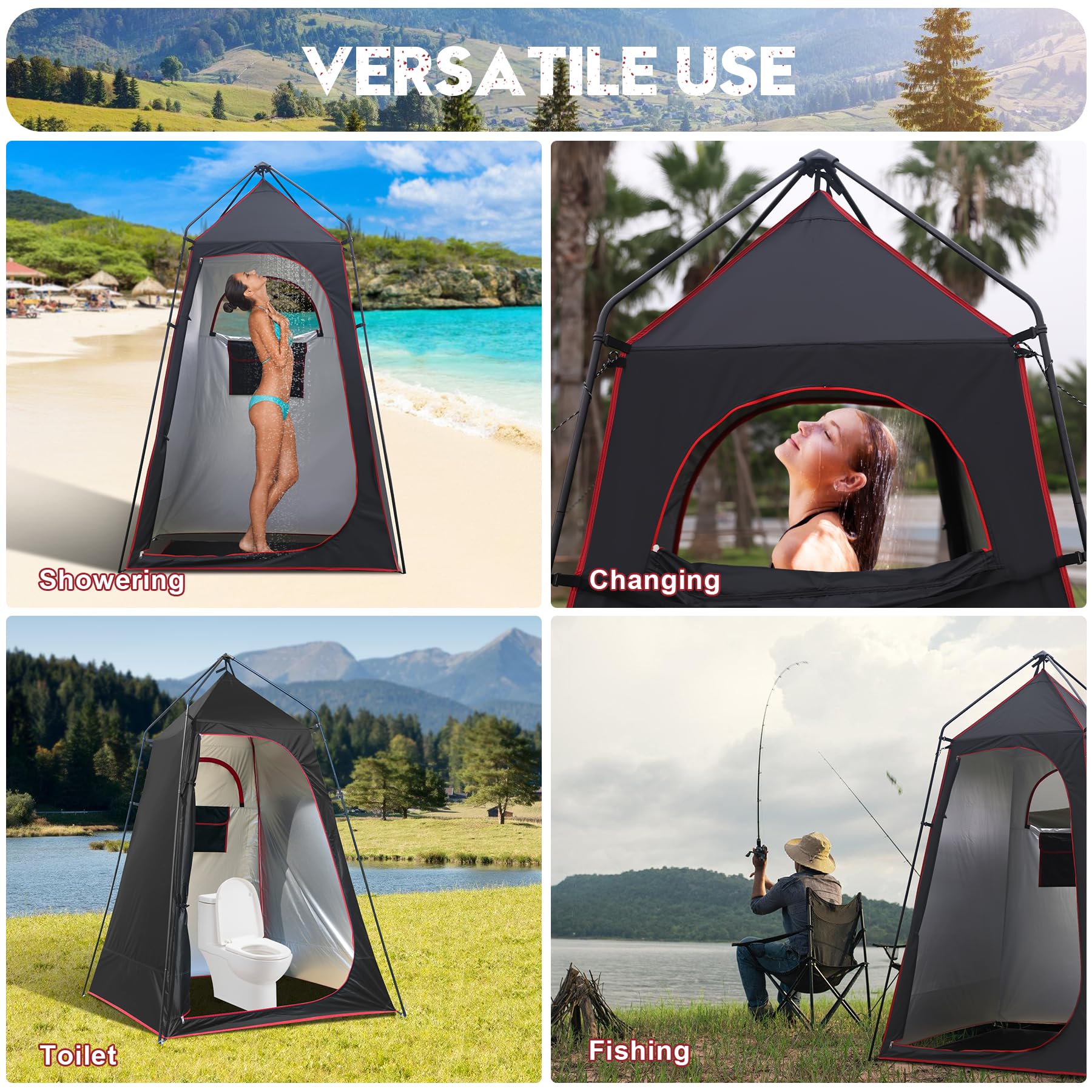 7.2-Foot UPF 50+ Portable Shower Privacy Tent with Floor
