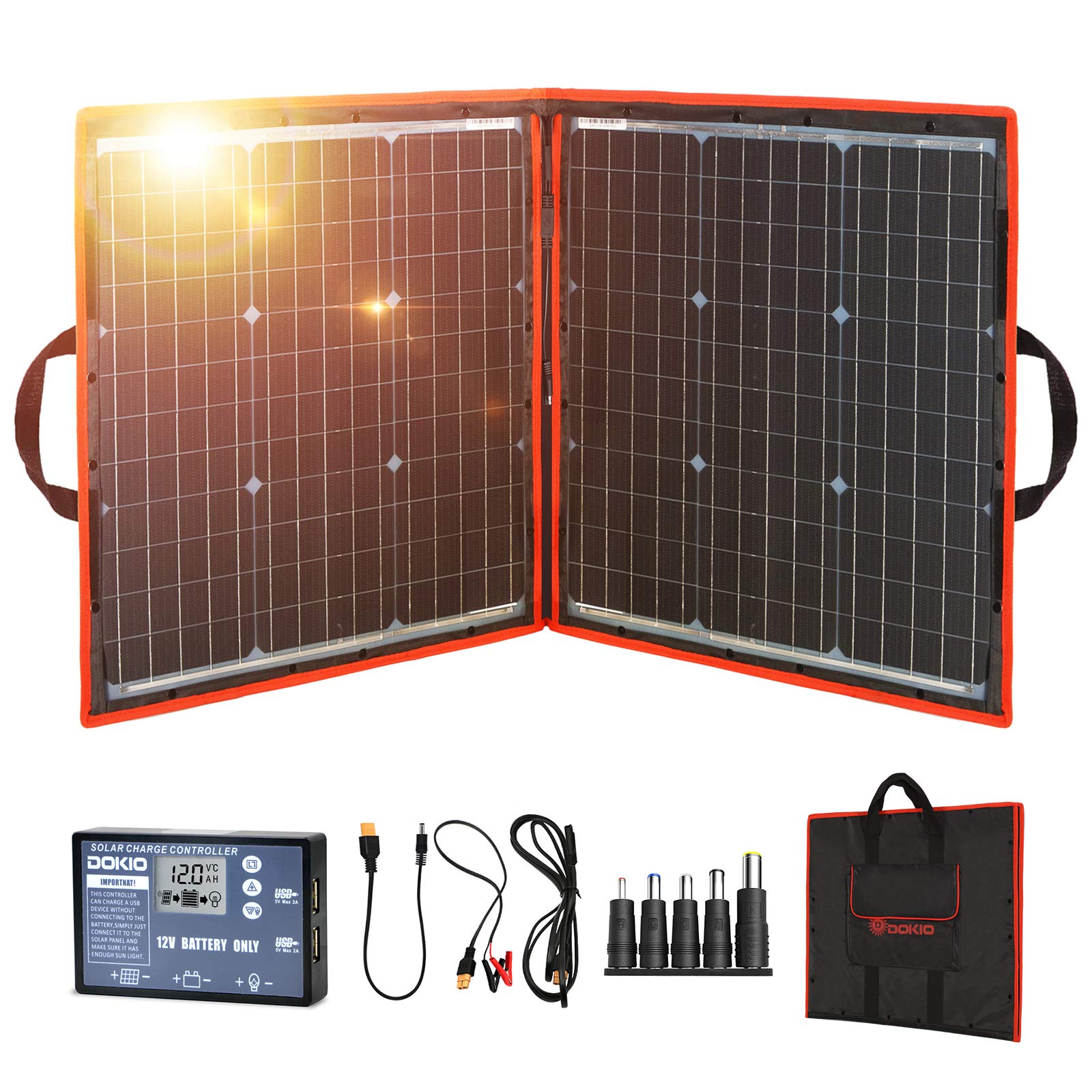 DOKIO Foldable Solar Panel Kit with USB Controller
