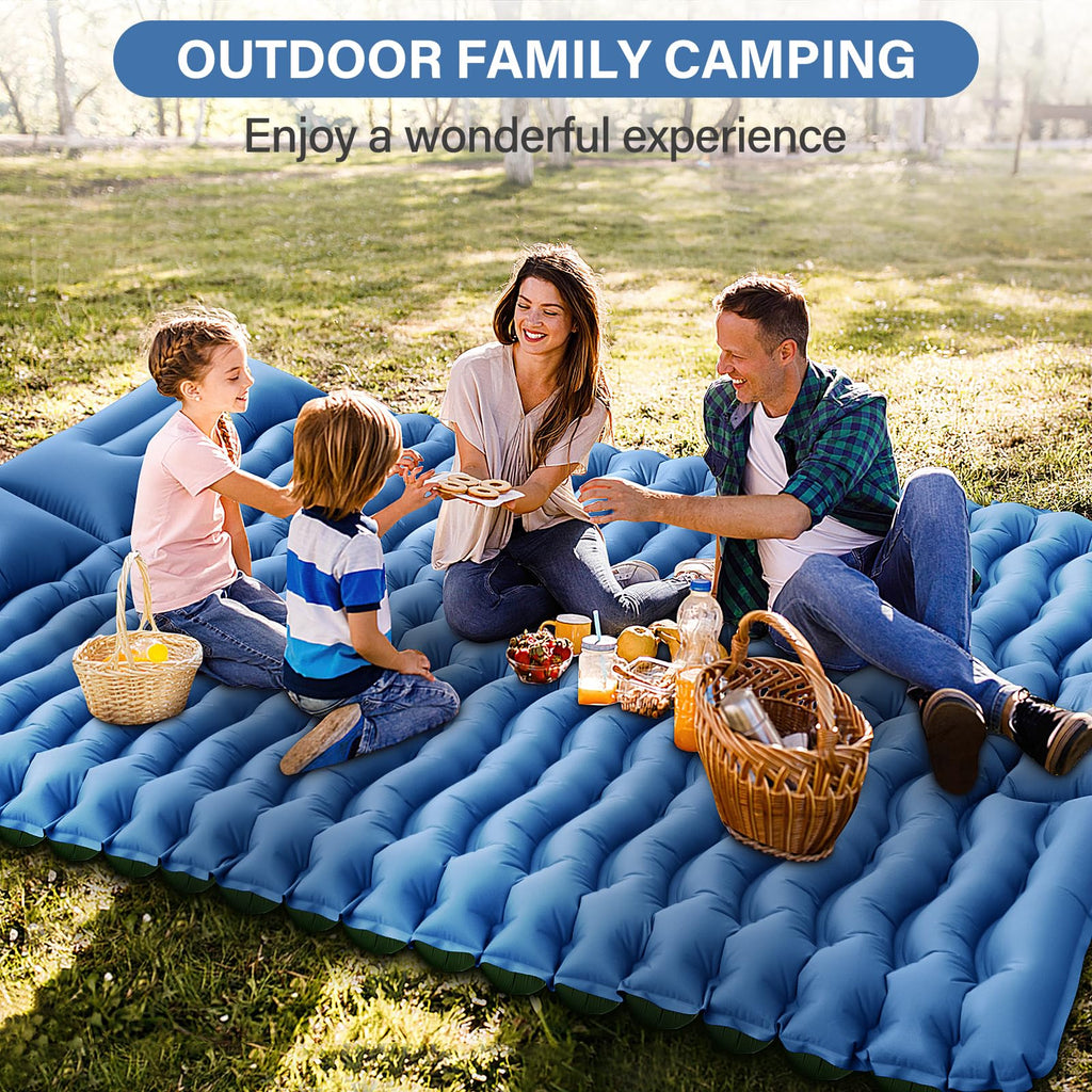 Yuzonc 4-Inch Double Sleeping Pad with Pillow and Foot Pump