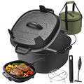 HITROCK Pre-Seasoned Cast Iron Camping Dutch Oven Kit