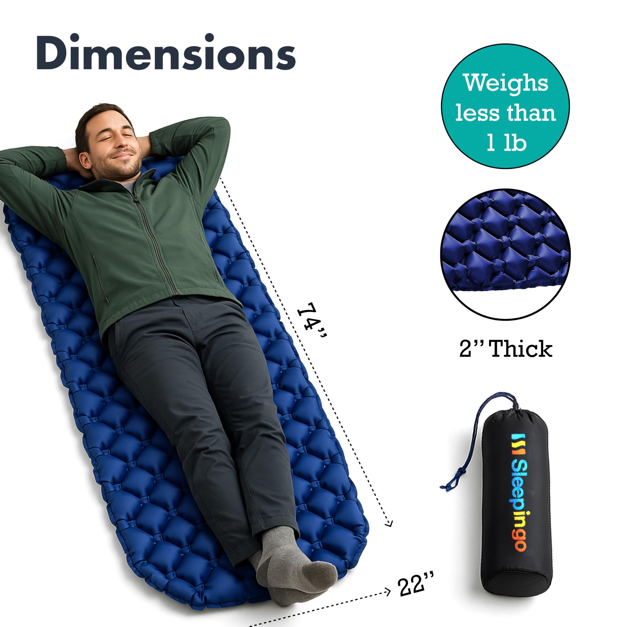 Sleepingo Ultralight Inflatable Sleeping Mat for Backpacking