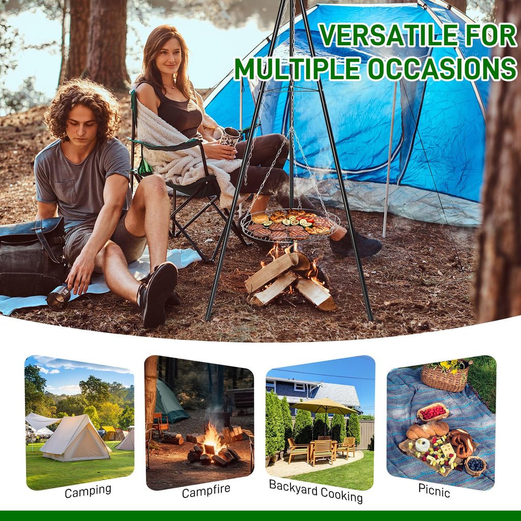Outvita Stainless Steel Campfire Tripod BBQ Grill