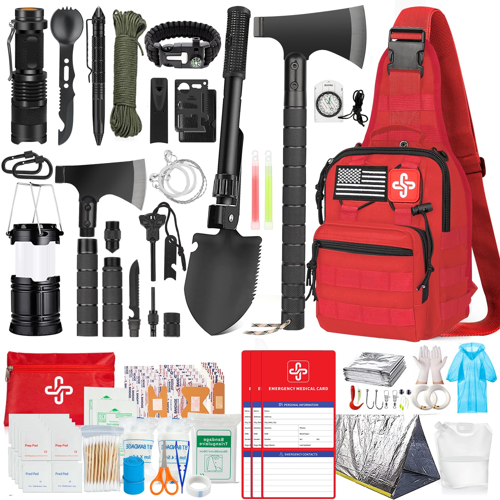 262-Piece Emergency Survival Kit with First Aid Crossbody Bag