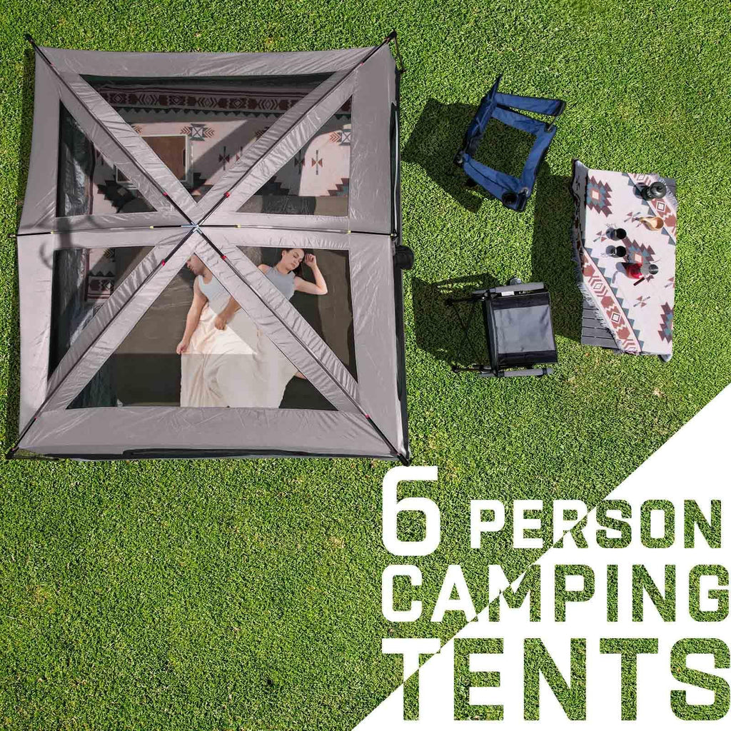 Happy Travel 6-Person Waterproof Cabin Tent with Rainfly