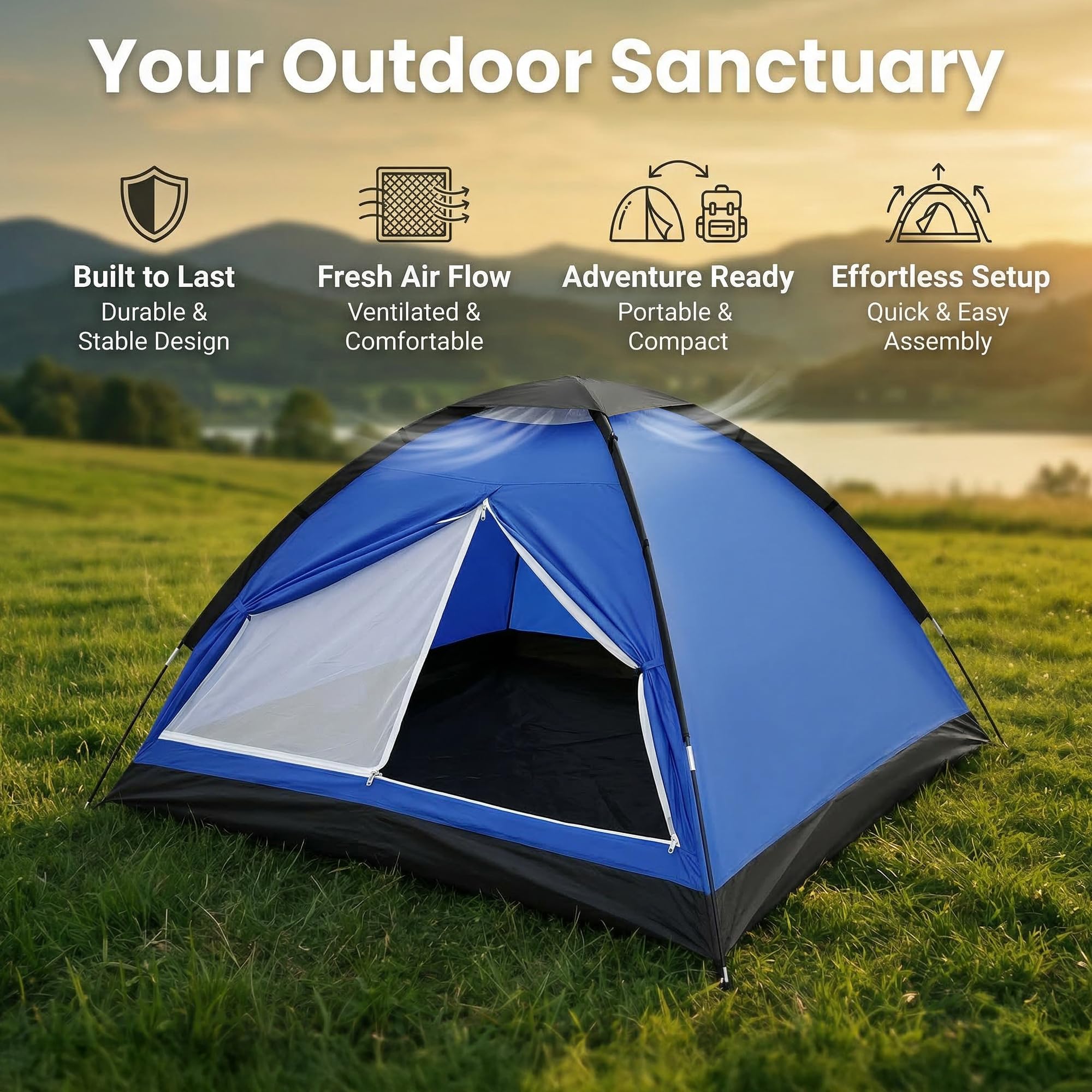 XL Lightweight Waterproof 1–2 Person Camping Tent