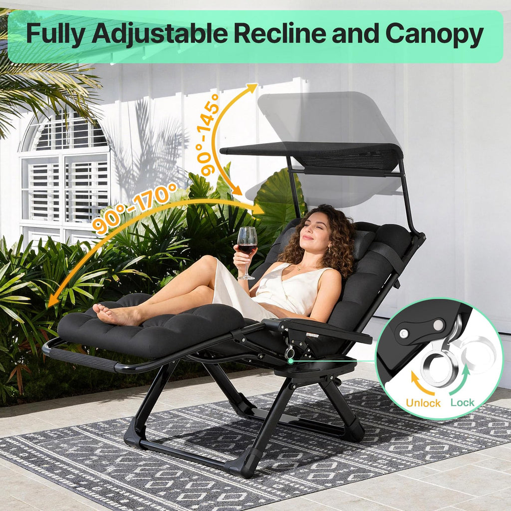 Suteck Zero-Gravity Reclining Chair with Canopy