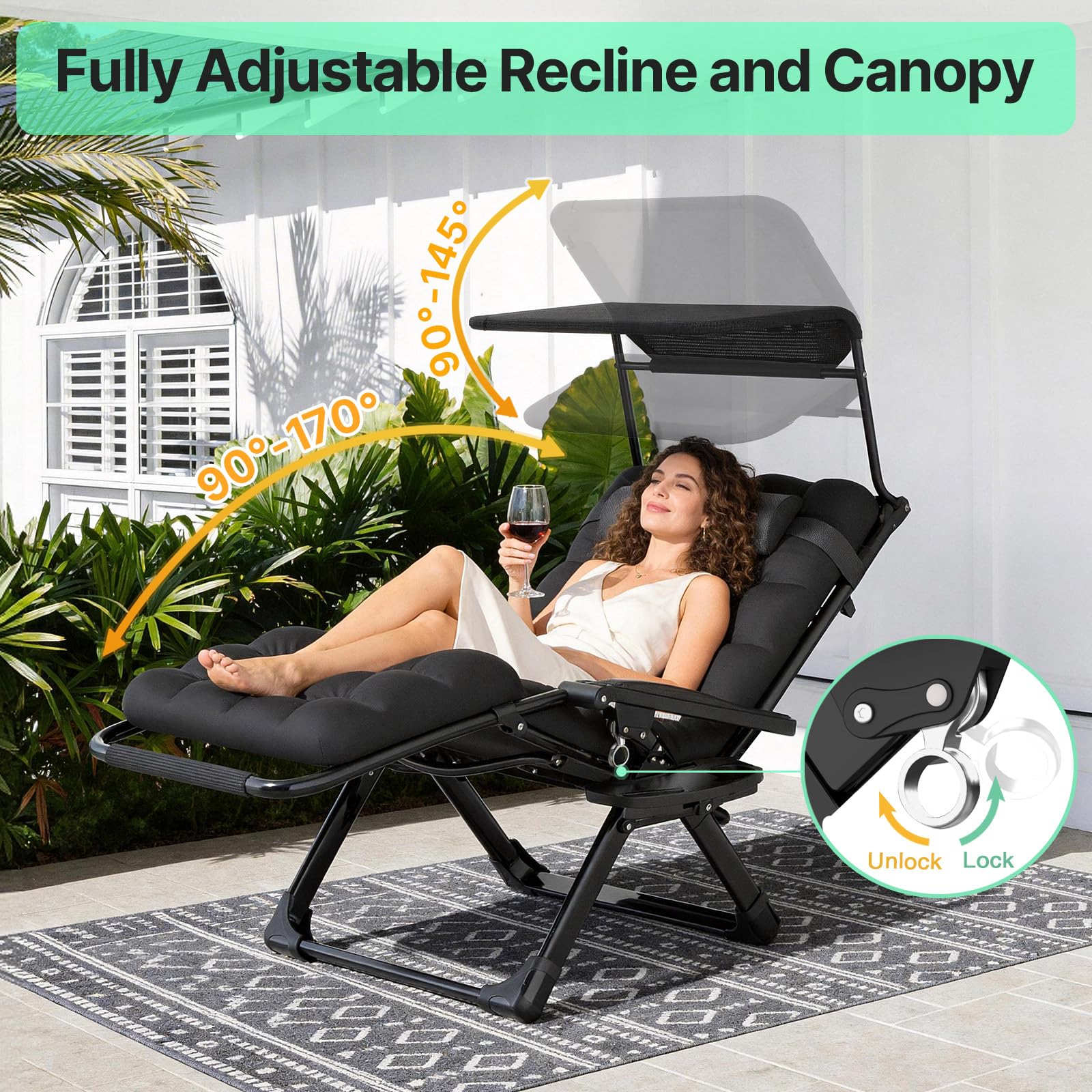 Suteck Zero-Gravity Reclining Chair with Canopy