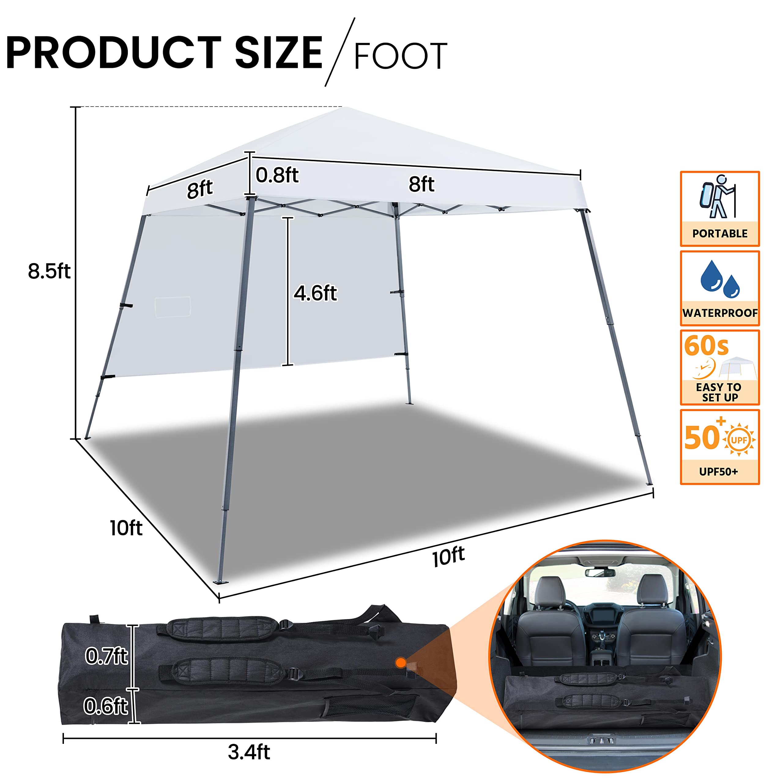 Yaheetech Pop-Up Canopy Tent with Sidewall and Backpack