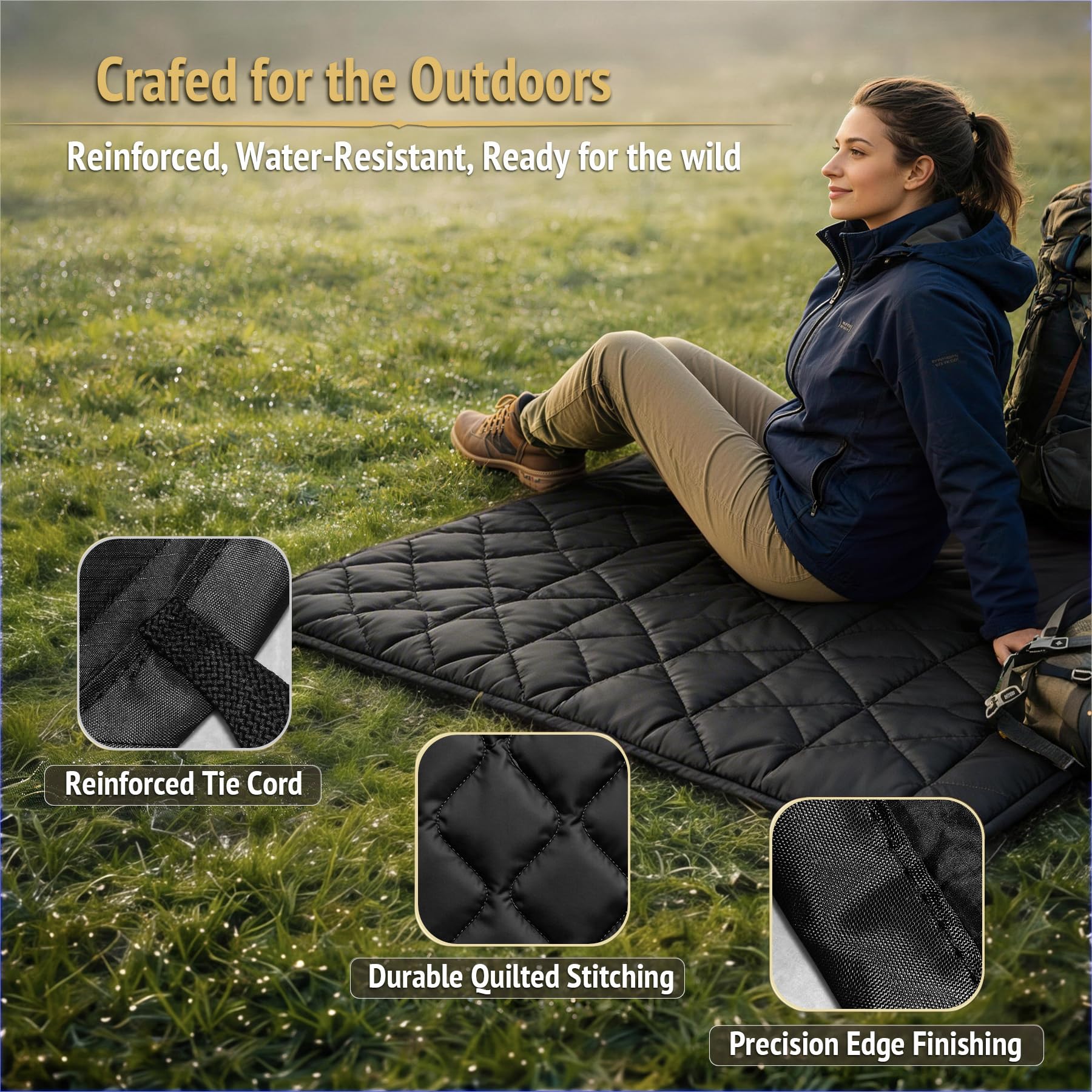 LHUTOR Insulated Camping Blanket with Compression Bag