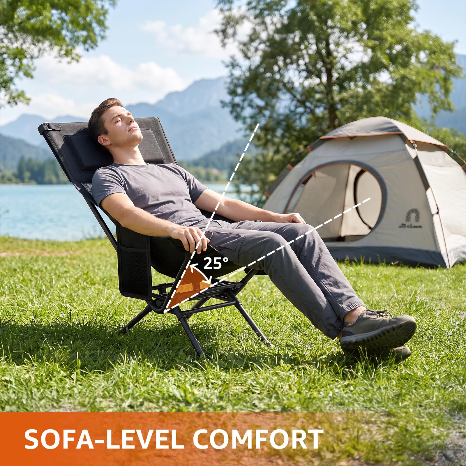 EVER ADVANCED Low-Profile Beach Chair with Cup Holder