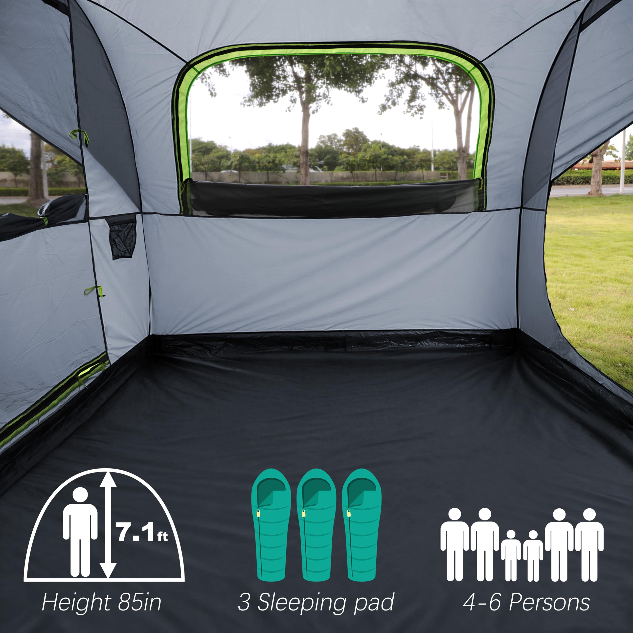 HREFUEU 3–6 Person Waterproof SUV Tailgate Tent with Rainfly