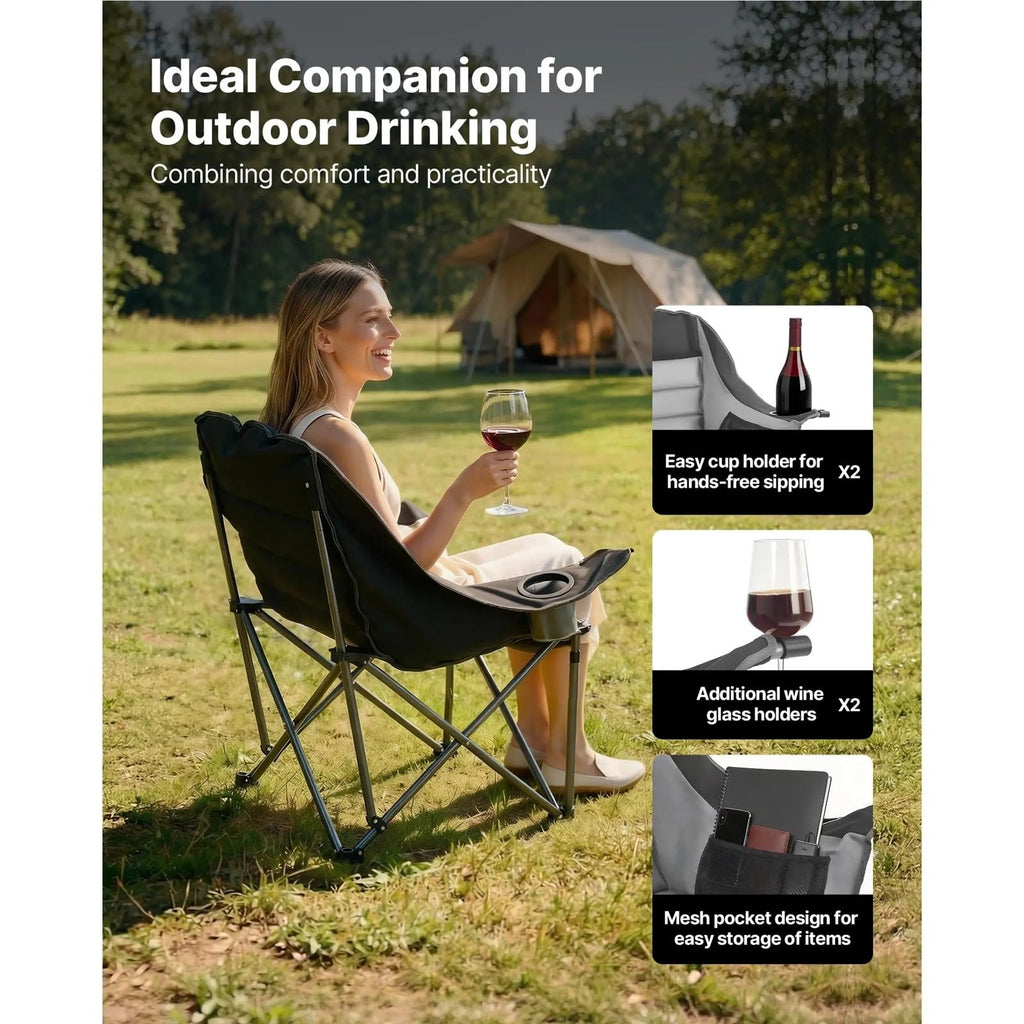 Heavy-Duty Oversized Padded Camping Chair with Carry Bag