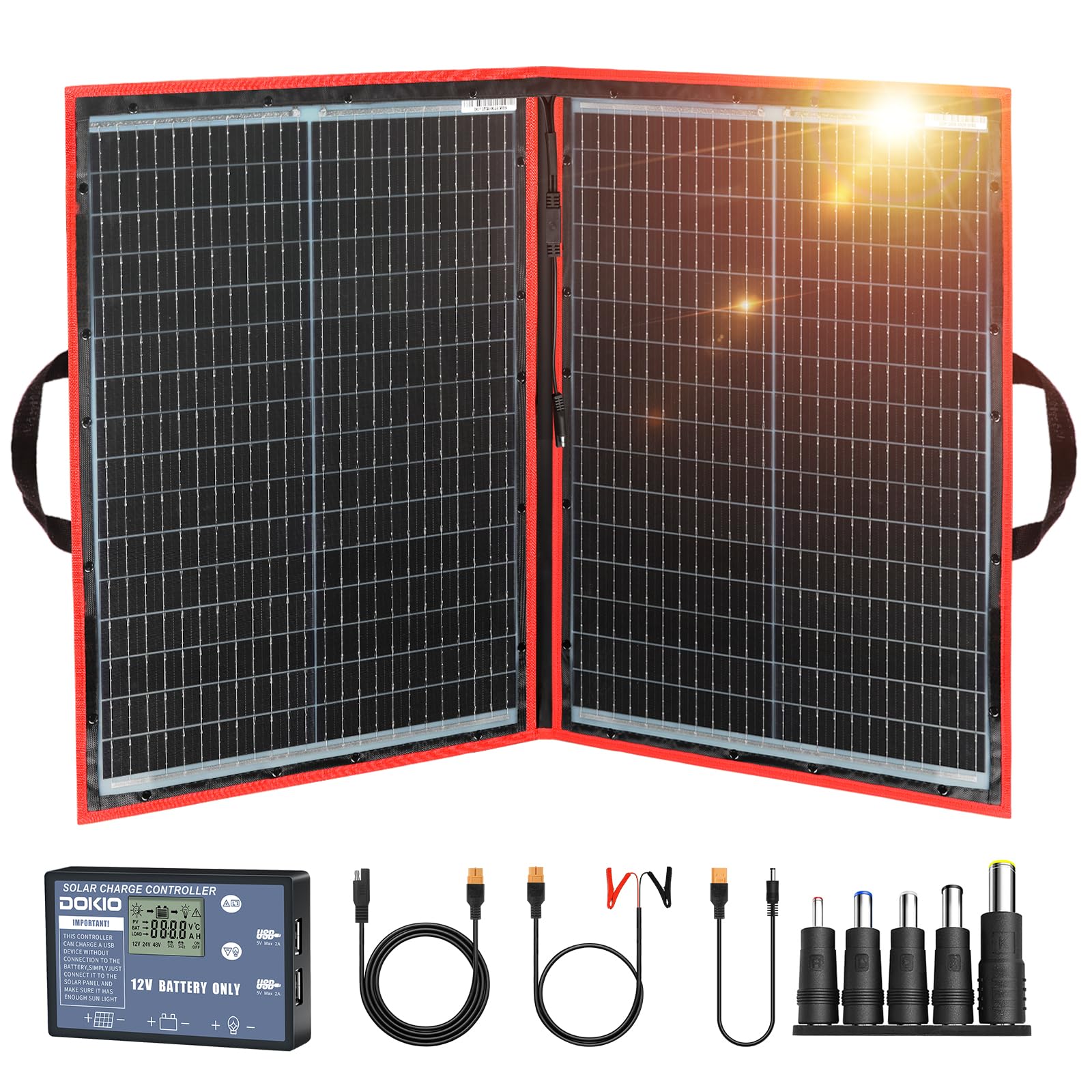 DOKIO Foldable Solar Panel Kit with USB Controller
