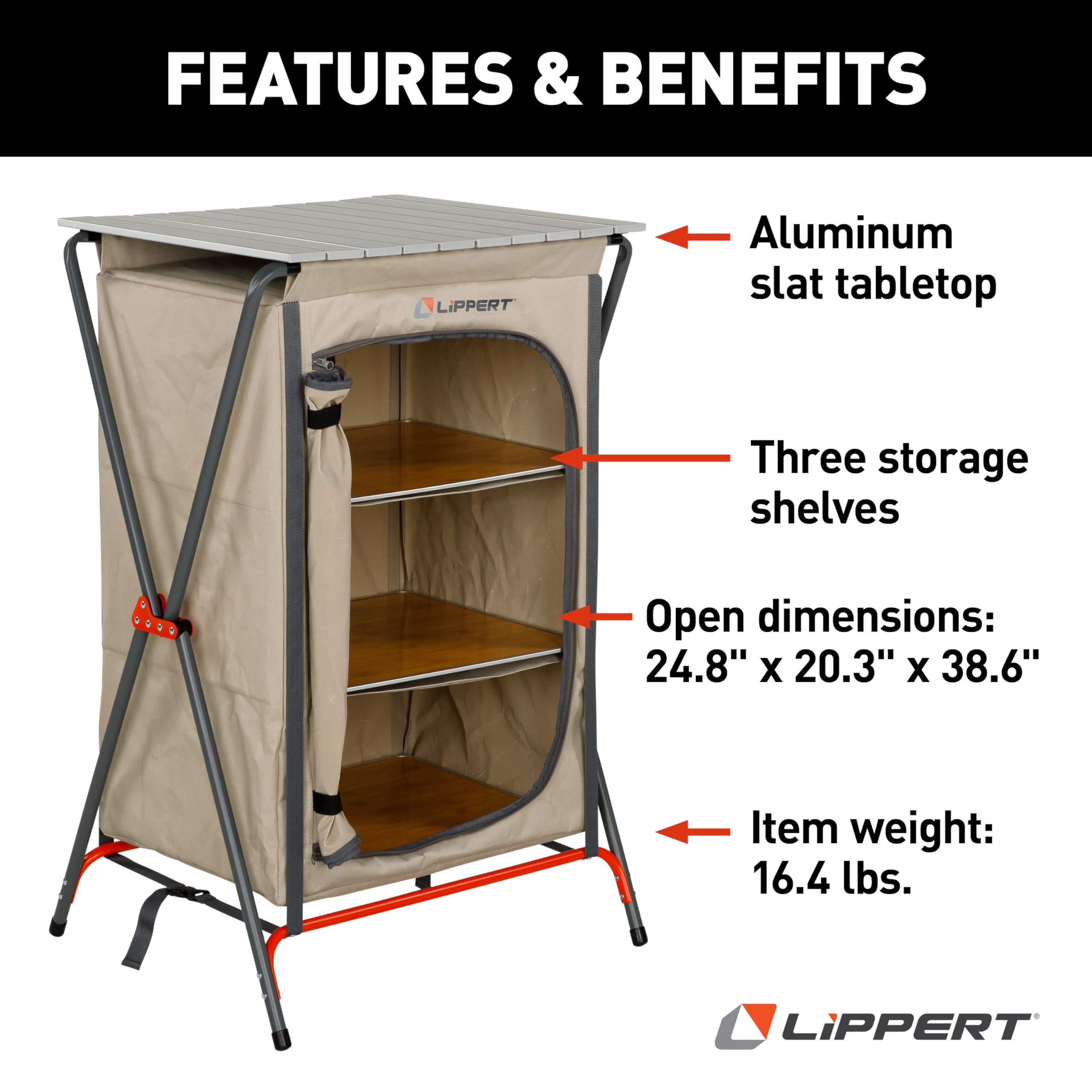 Lippert Big Bear Folding Camping Loveseat with Cupholders
