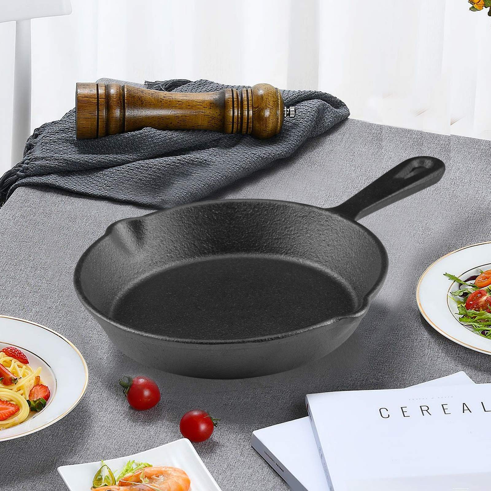 MOZUVE 6-Inch Pre-Seasoned Cast Iron Camping Skillet