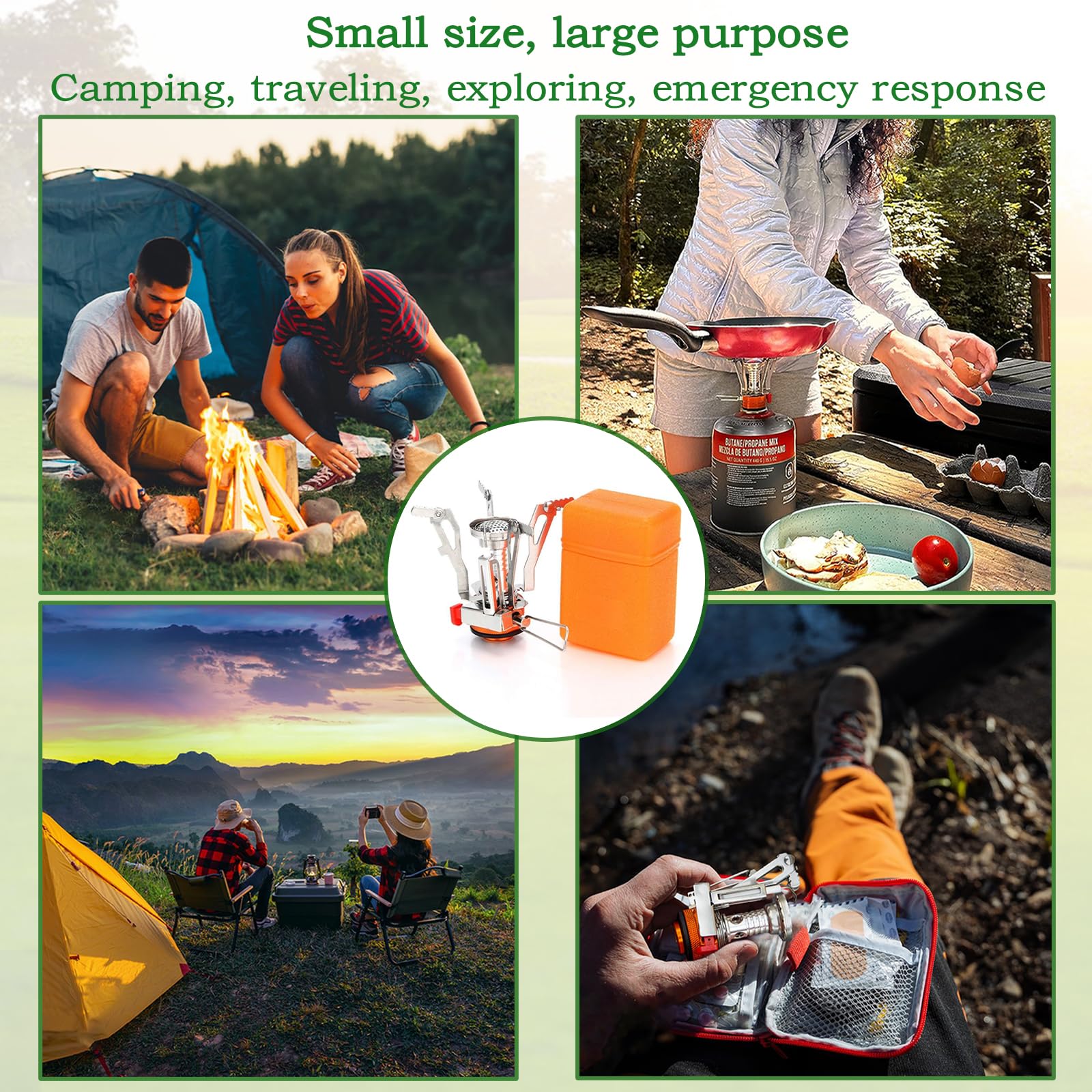Portable Wind-Resistant Camping Stove with Piezo Ignition