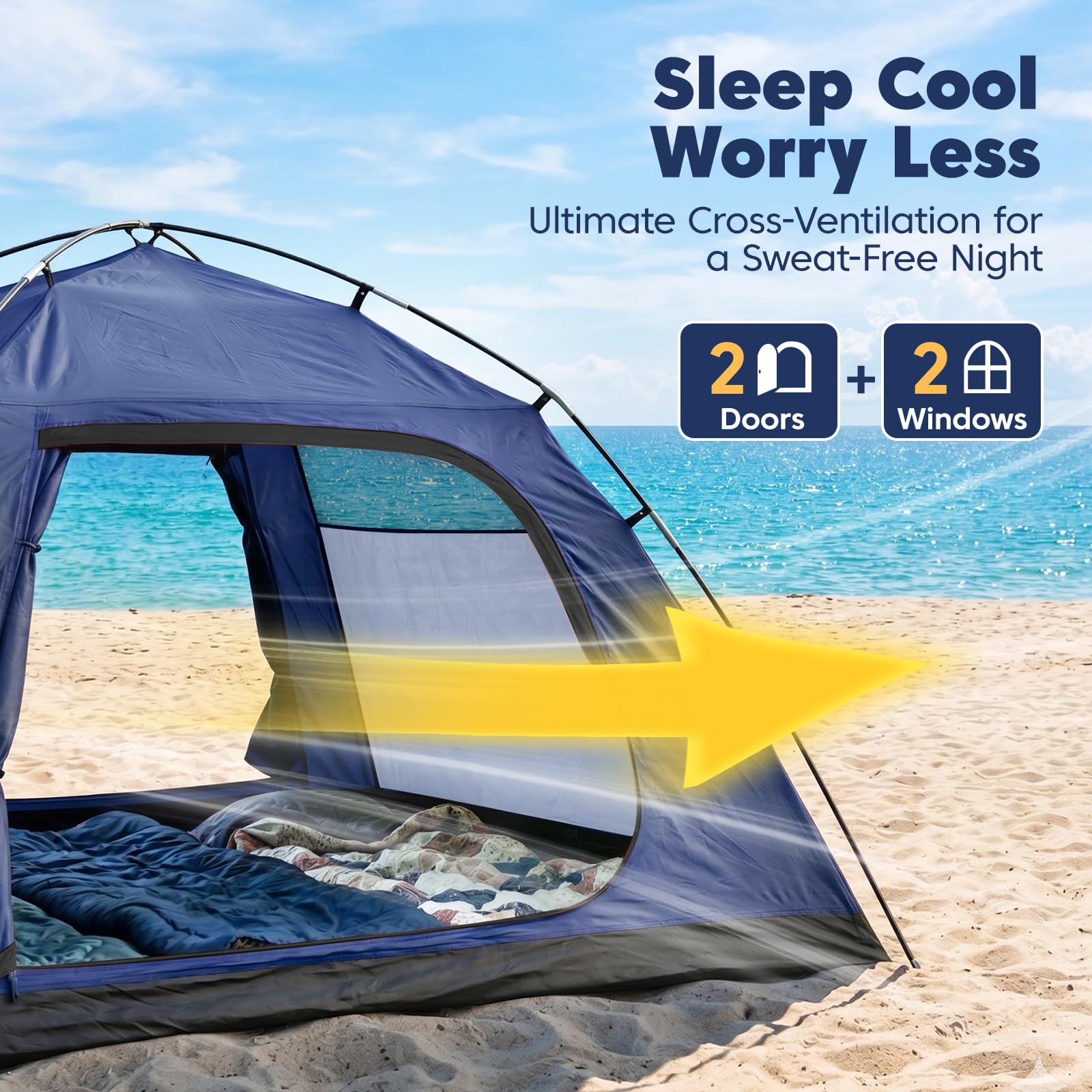 Purebox 4-Person Waterproof Camping Tent with Rainfly