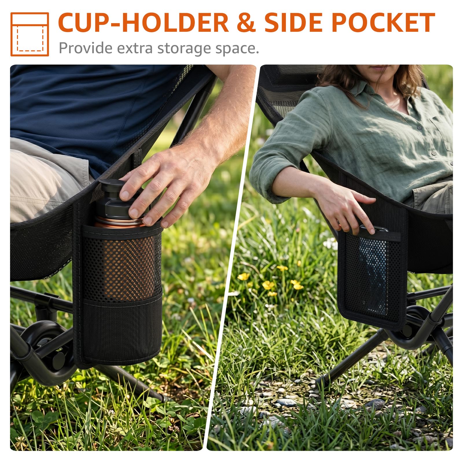 EVER ADVANCED Low-Profile Beach Chair with Cup Holder